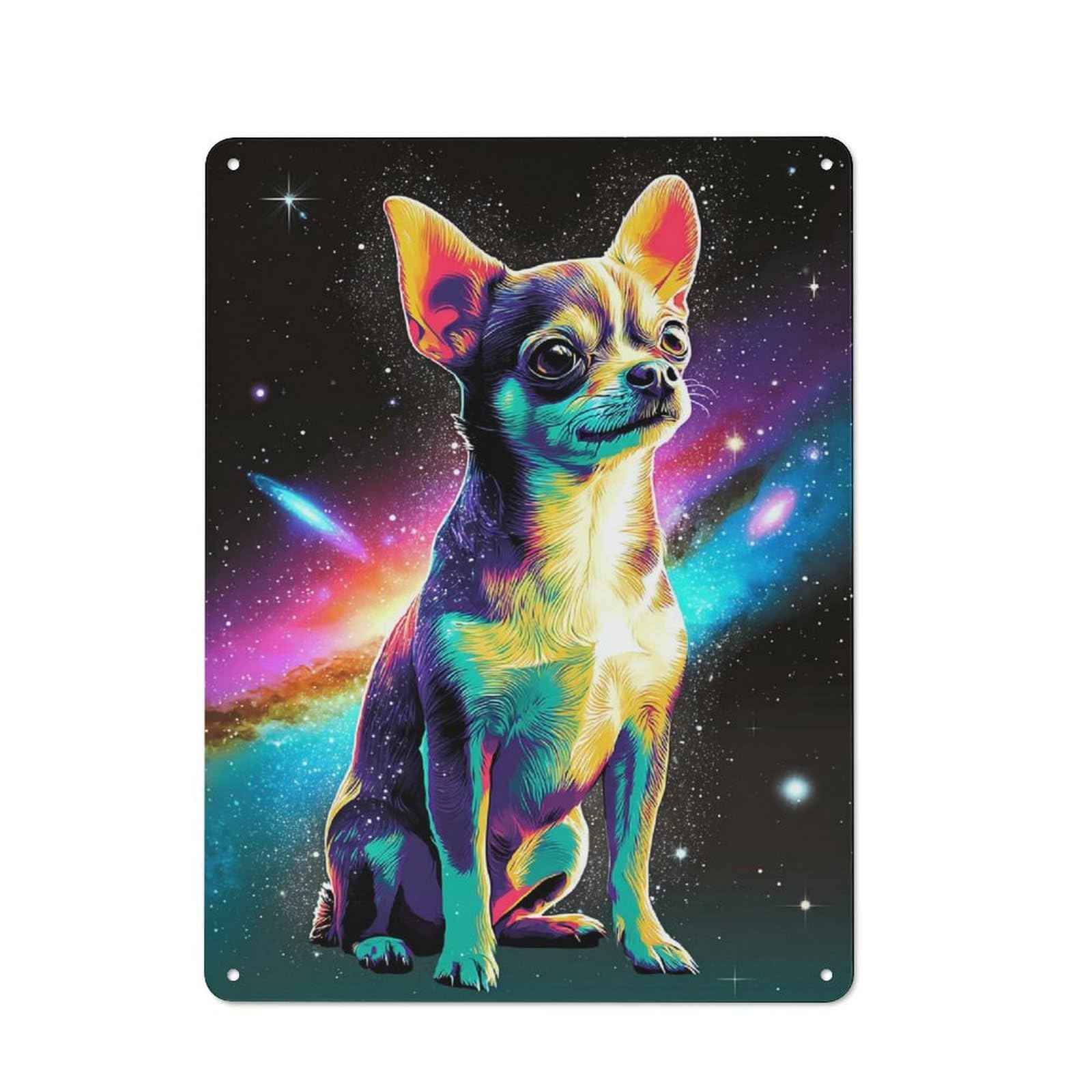 Junmoney Galactic Chihuahua Cosmic Companion Metal Sign 40X30cm With For Workshop Wall, Rustic Decor, Wall Decoration For Workshops And Hobby Rooms