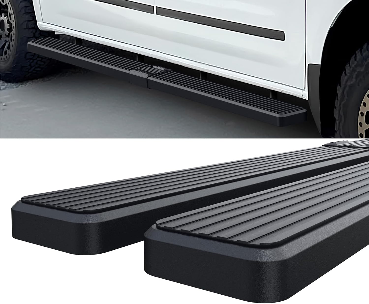 HD Ridez Stainless Steel Running Board 5" Black Compatible with Nissan NV 1500 2500 3500 2012-2021 Full Size Van 3-Door (Nerf Bar Side Steps Side Bars)