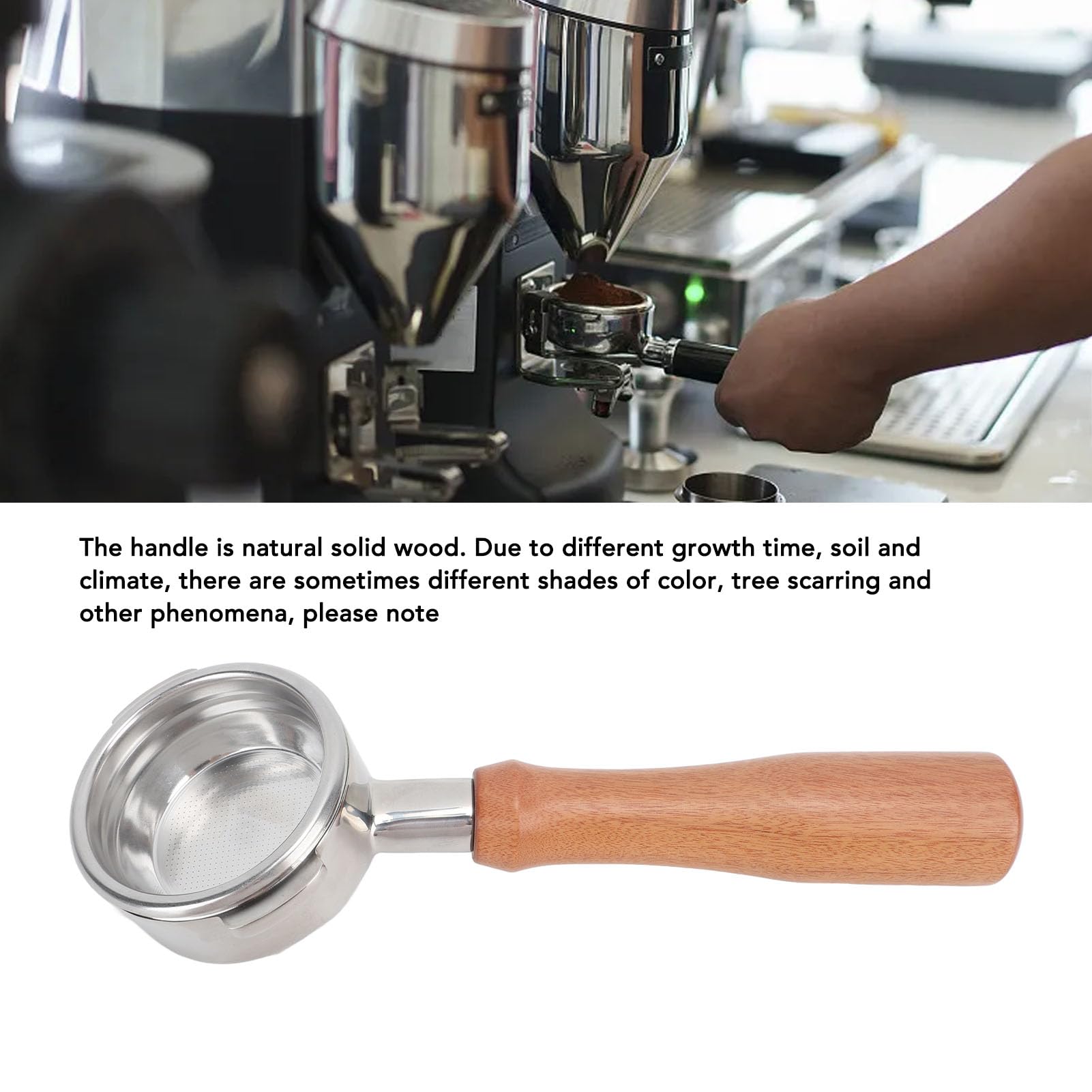 Portafiltro da 58 mm senza fondo 2 orecchie filtro senza fondo staccabile per macchina da caffè in legno massello e acciaio inossidabile per NOWWA (Stile 4)