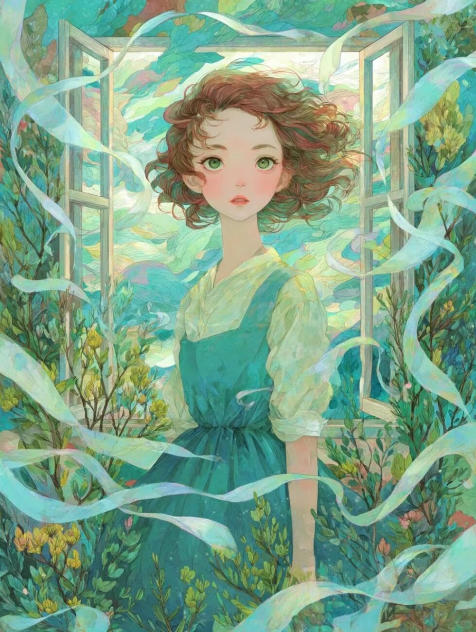 Henypt Cross Stitch Kit Anime Girl DIY Arts Aand Craft Kit for Beginners The Elderly with Accessories Handmade DIY/Gifts 14CT 60x80cm