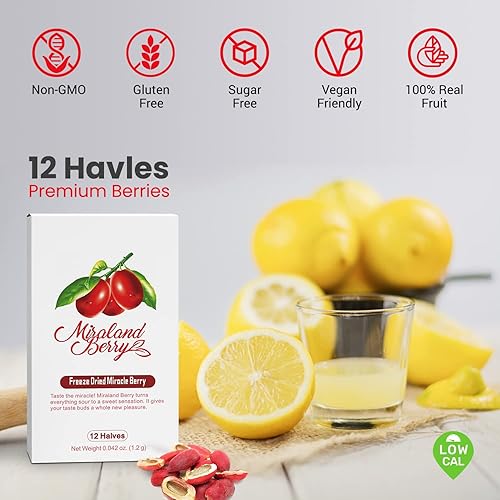 Miniatura 4 de MiralandBerry baya milagrosa liofilizada 12 mitades bayas convierte los alimentos agrios en dulces corte la ingesta de azúcar potenciador de la