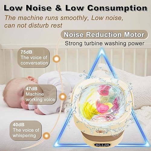 Miniatura 4 de Lavadora de ropa interior, 16L 5.1 lbs Mini lavadora portátil Washecon 3 modos de limpieza profunda de ropa interior, calcetines, toalla, Lavadora