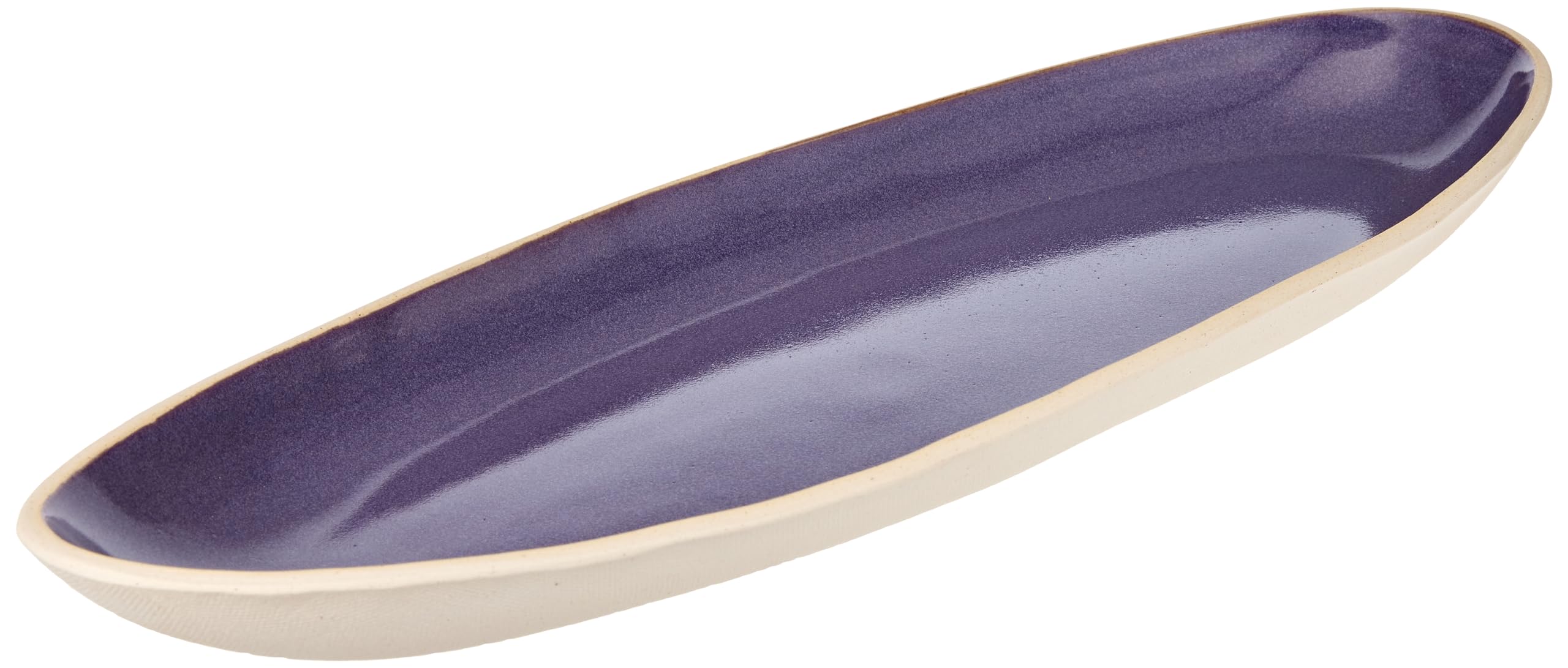 GAIAMeadows Pottery Tableware Collection Long Plate, 40 cm x 14 cm Size, Purple