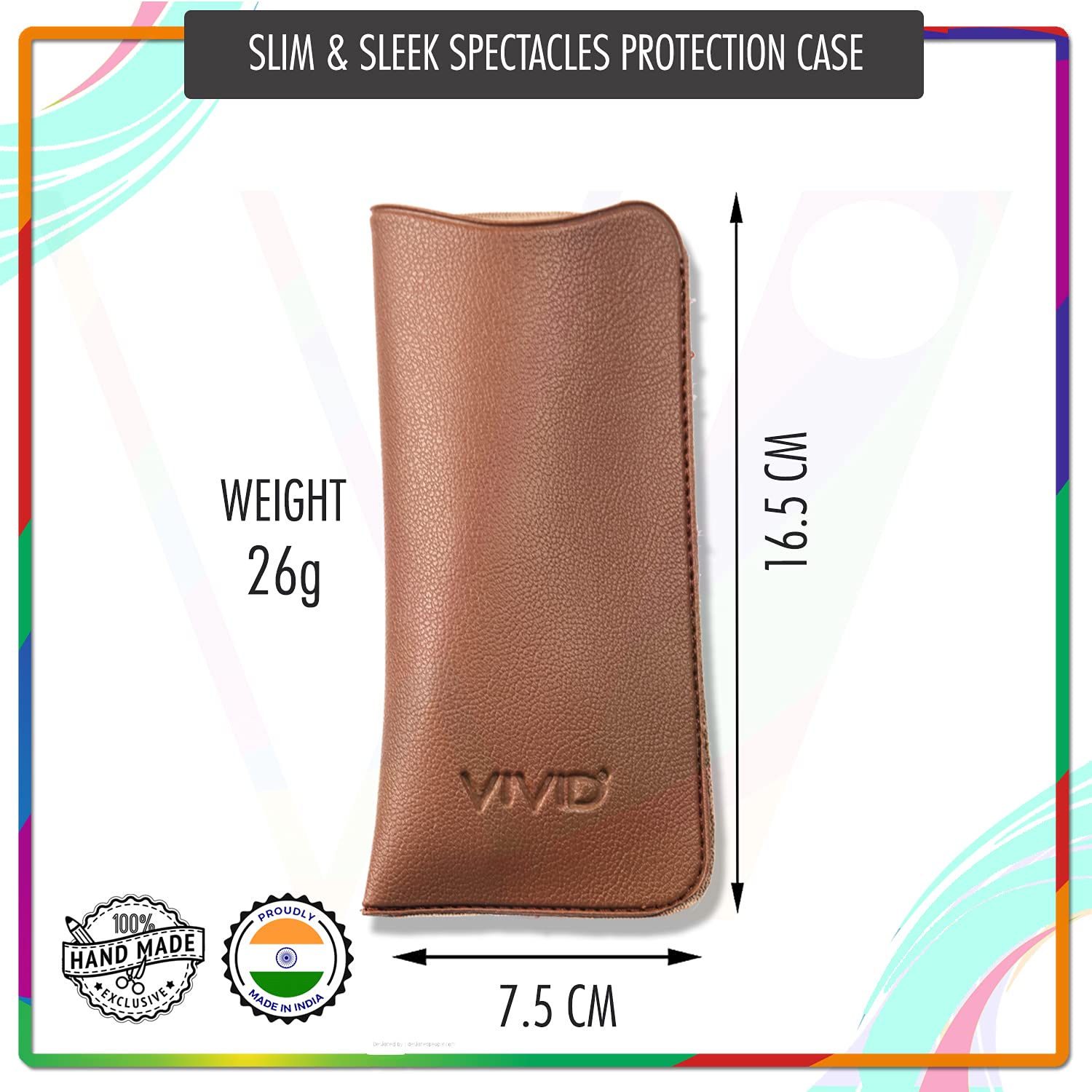 VIVID Vision Unisex Adult Lightweight Eyewear Specs Case Cover | Protect Eye Glasses | Chashma Dibbi | Spectacle Box | Open Flap | Artificial Leather | D-14 | Black-Brown 2