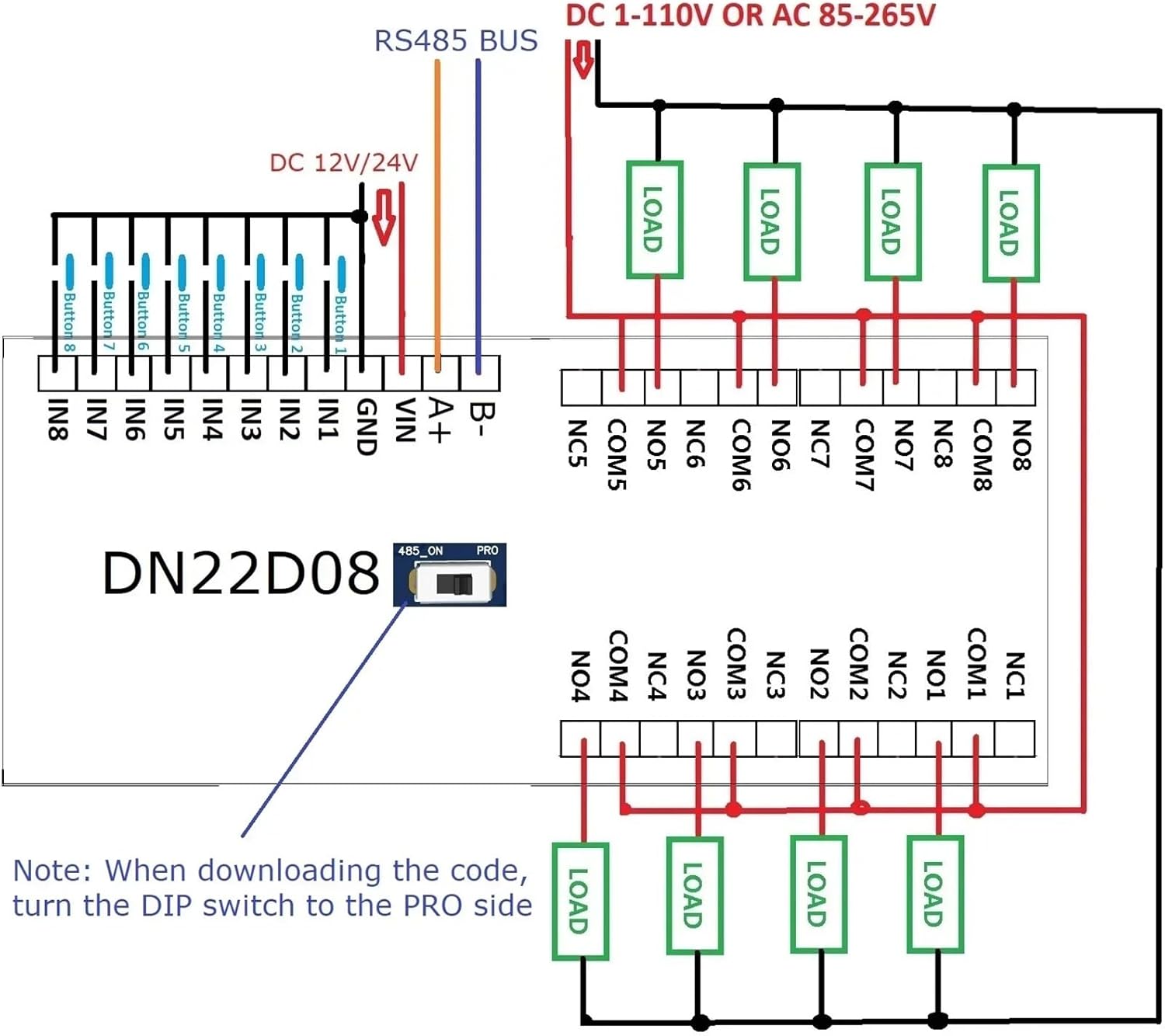 8CH DC 12V 24V Multifunction Delay Timer Switch Board RS485 PLC IO Expanding Module(Nano V3.0)