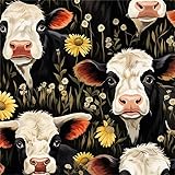 REDAMANCY Black and White Cow Farm Animal Peel and Stick Wallpaper Stick on Contact Paper Vintage Wall Paper Easy Peel Off for nightstand Drawer Cabinet Renter