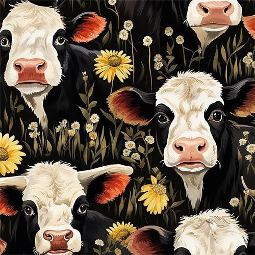 REDAMANCY Black and White Cow Farm Animal Peel and Stick Wallpaper Stick on Contact Paper Vintage Wall Paper Easy Peel Off for nightstand Drawer Cabinet Renter