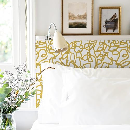 Miniatura 3 de Ismoon Papel tapiz autoadhesivo de 16.1 x 78.7 pulgadas, diseño moderno a rayas, extraíble, para baño, papel de contacto blanco y amarillo para