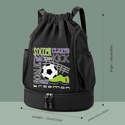 Miniatura 5 de brooman Mochila de fútbol para niños y niñas, para baloncesto, fútbol y voleibol con compartimento para pelotas