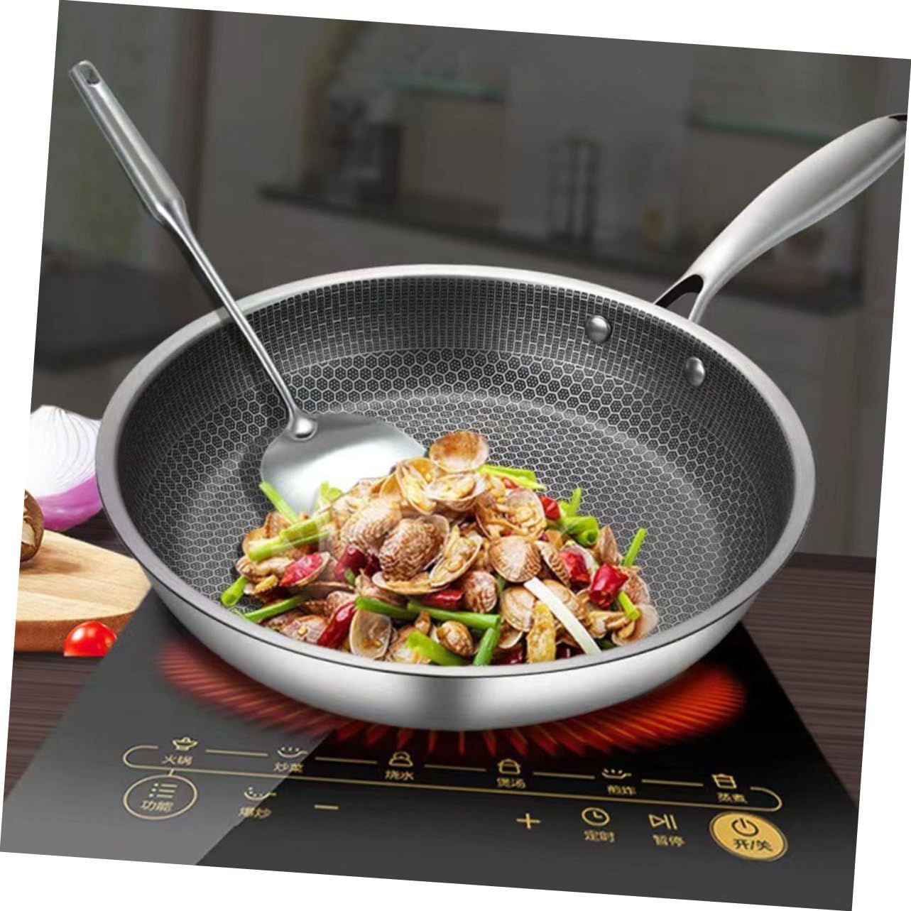 Stainless Steel Egg Frying Pan Honeycomb Bottom Non-stick Skillet for for Camping and Home Use and Easy to Clean