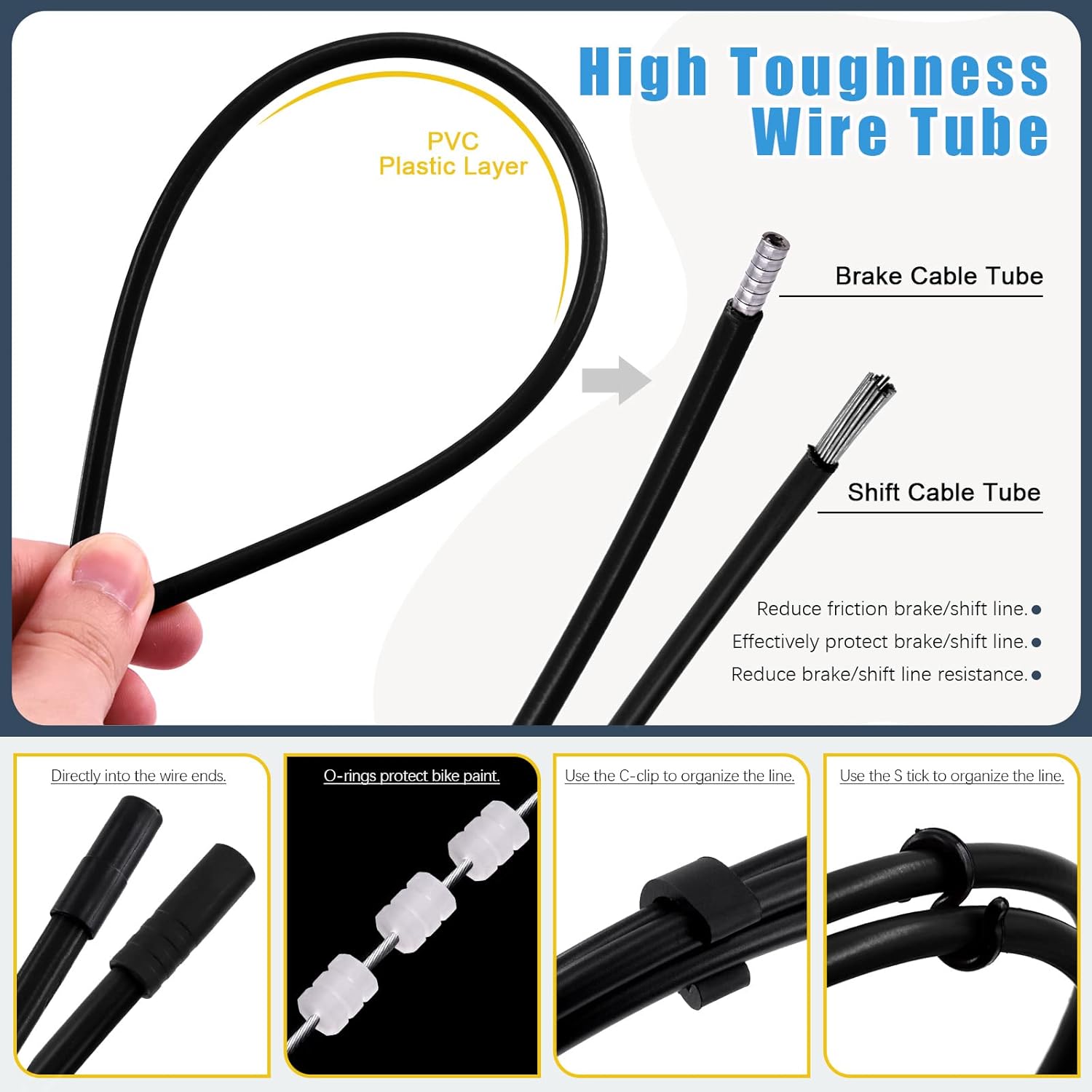 Buy Glarks 73Pcs Bike Brake Cable Housing Kit Including Bicycle Brake Line, V Bike Brake Noodle