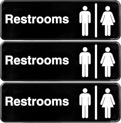 Excello Global Products Men/Woman Restroom Sign: Easy to Mount Informative Plastic Sign with Symbols 9