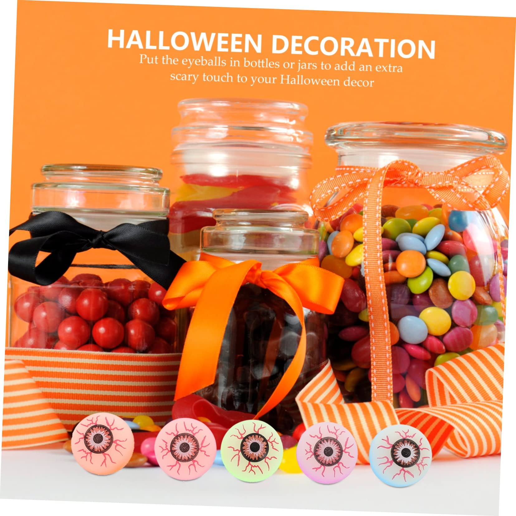 BESTonZON 80 Stck. Teiliges Halloween Party Set mit Gruseligen Bunten Plastik Augenbällen Elastische Spielzeuge für Goodie Bag Füller für Halloween Partys und