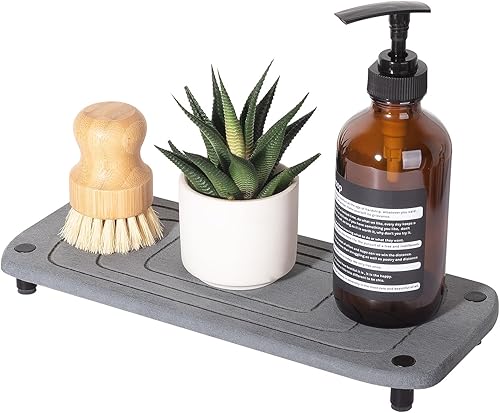 Heagoale Organizador para fregadero de secado instantáneo para esponja de cocina, tapete de secado de piedra de tierra de diatomeas, organizador de