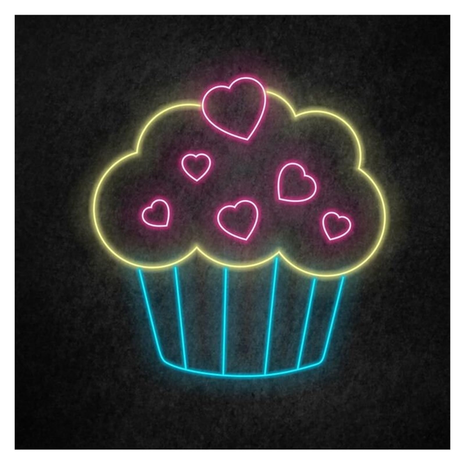 Hanging Art Neon Signs Cupcake Neon Sign LED Light Adjustable Brightness For Dessert Shop Bakery Cup Cake Restaurant Business Room Decor 45cm