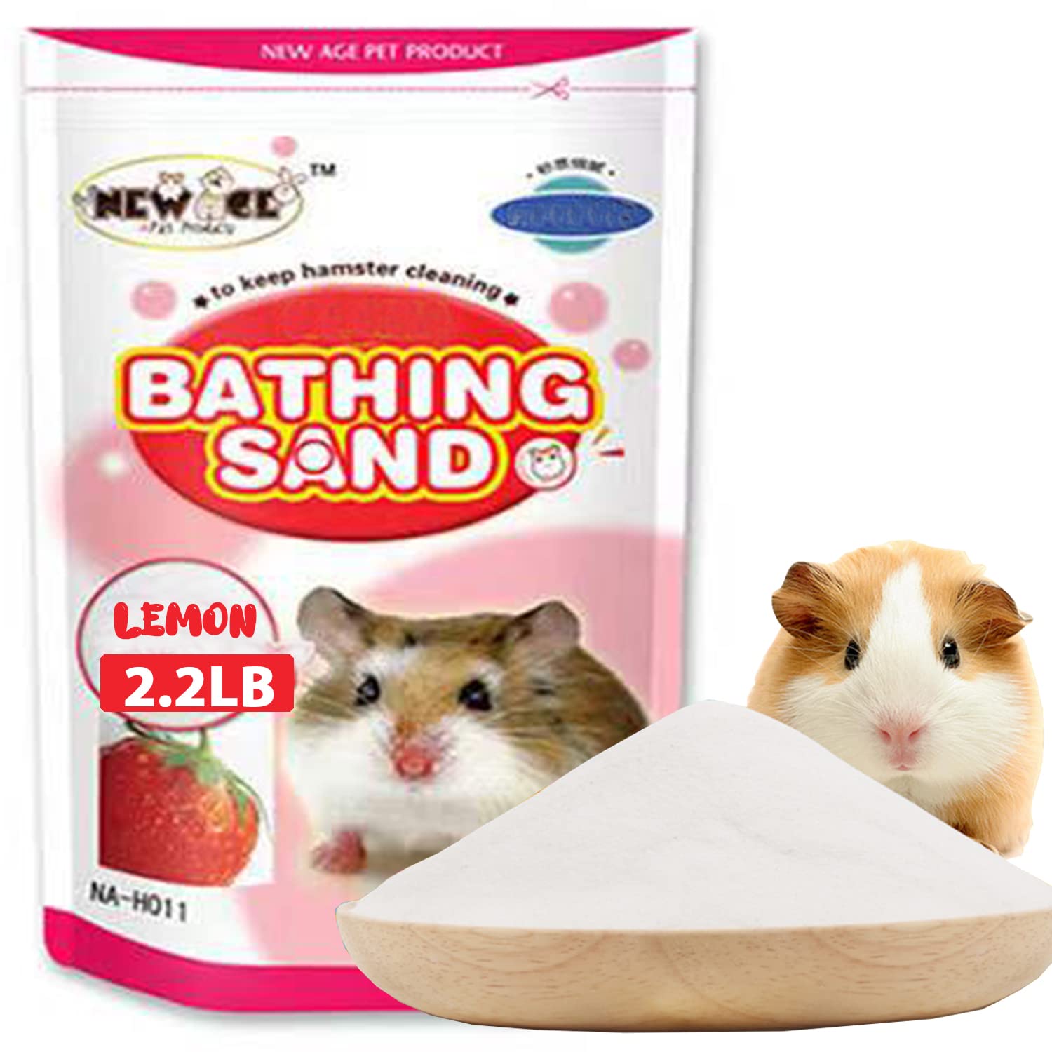 HERCOCCI2.2LB Hamster Bath Sand Cleansing Potty Litter Sand Dust Bathing for Chinchilla Guinea Pig Gerbil Syrian Hamster Rat (Strawberry Flavor)