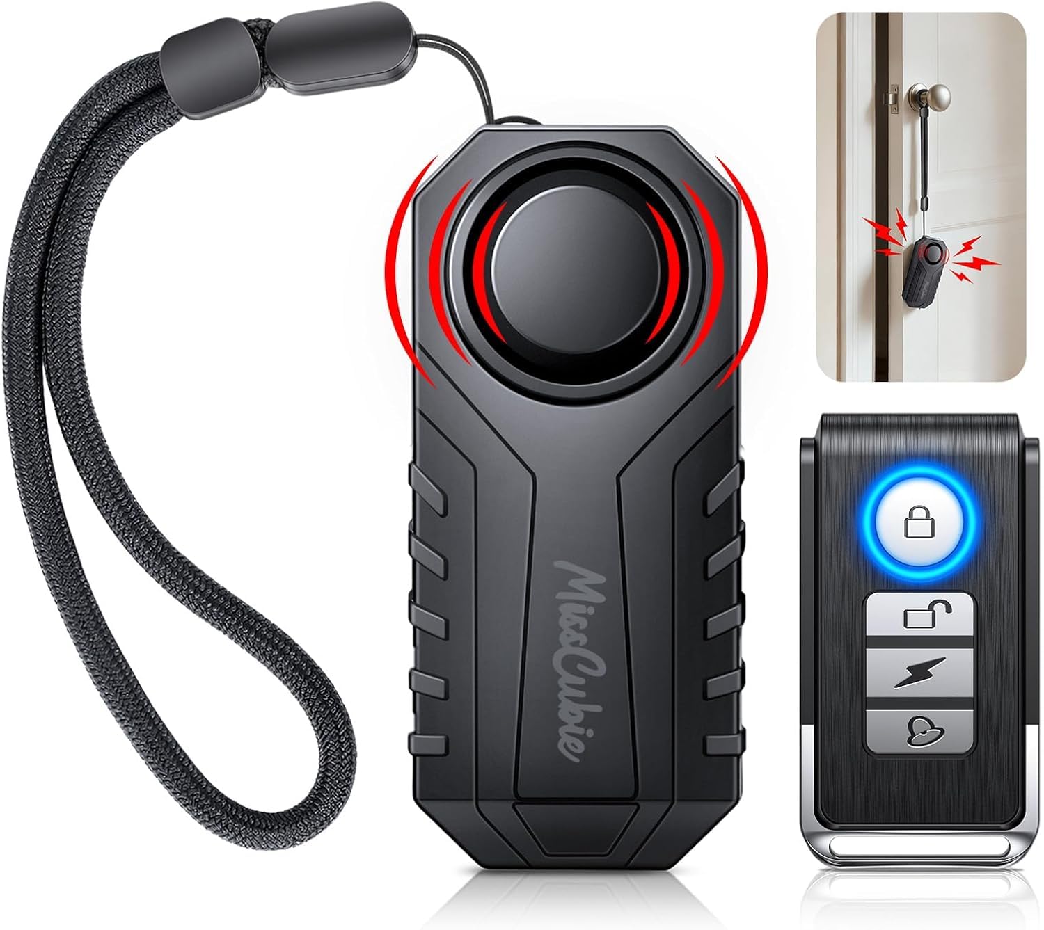 HAPYTHDA Door Handle Alarm, Door Alarm for Home Security, 113dB Vibration Door Sensor Ensure Door Security, Door Alarms When Opened, Shed Alarm, House Alarms Security System