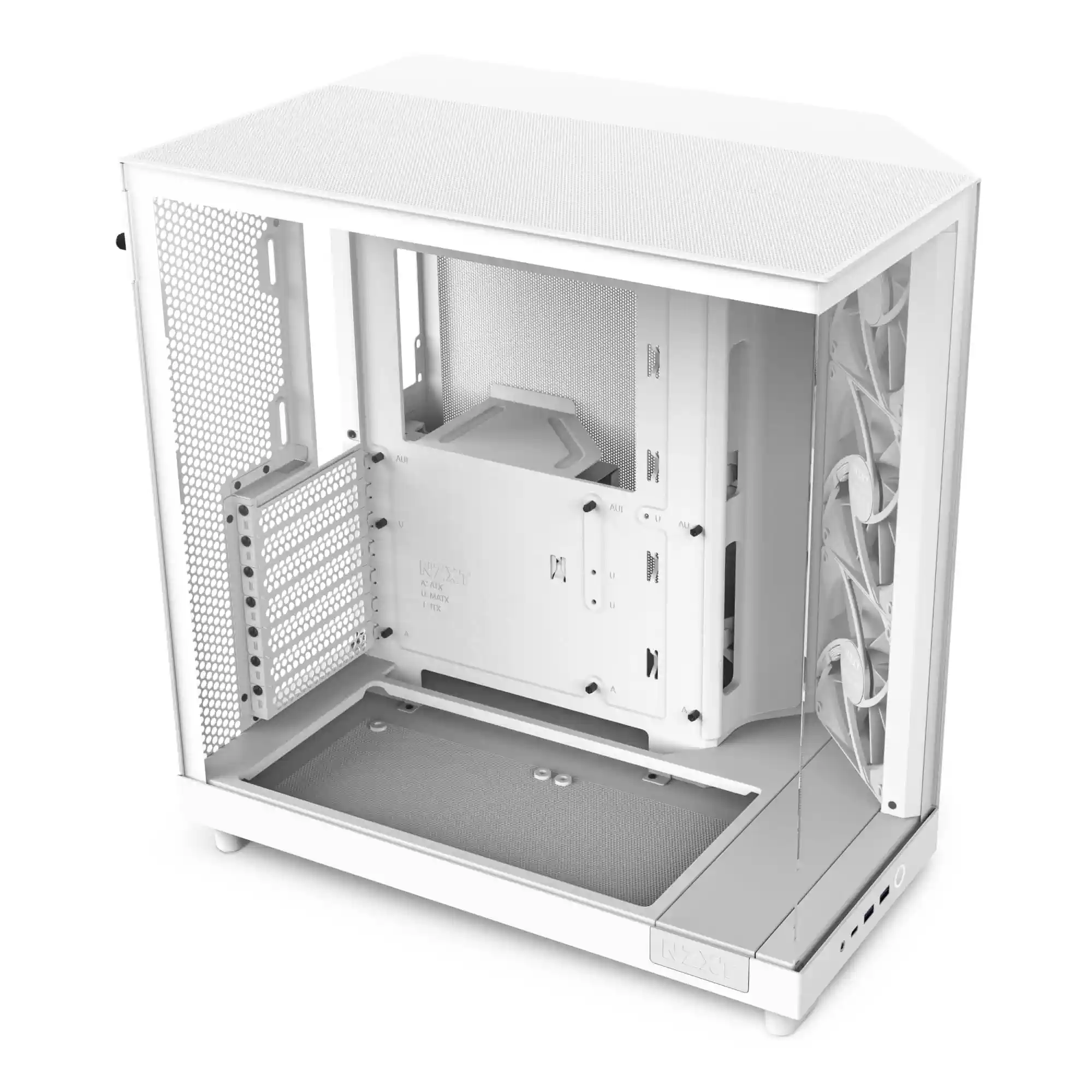 NZXT H6 Flow , CC-H61FW-01 , Kompaktes Mid, Tower Gehäuse mit zwei Kammern , Glaspaneele mit Panoramablick , Hochleistungs,Airflow,Panels , Inklusive 3 x 120 mm Lüfter , Weiß