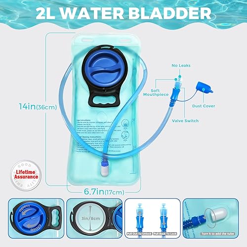 Miniatura 5 de Mochila con chaleco de hidratación original de Estados Unidos, mochila ligera con bolsa de agua de 2.0 L, mochila para senderismo, correr, ciclismo