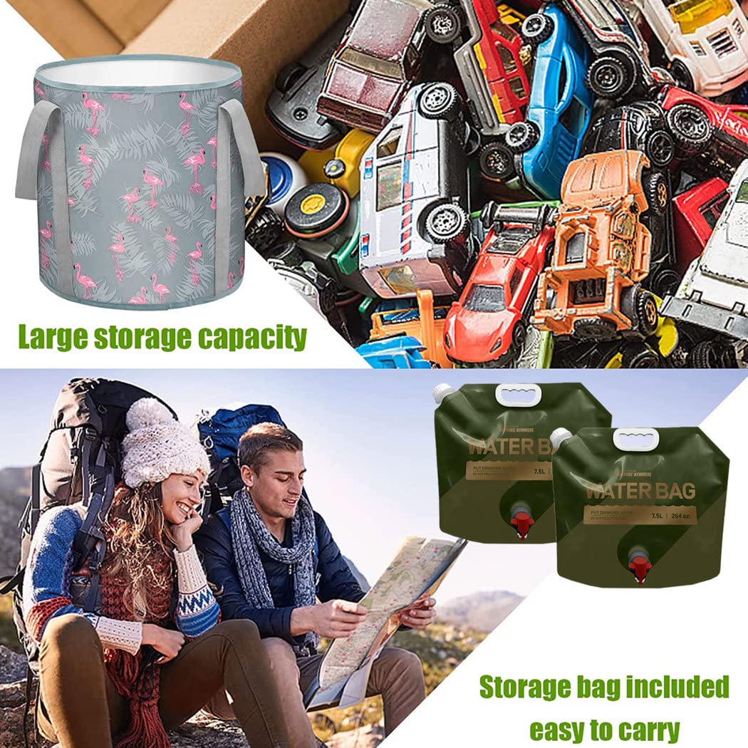 2 Piezas Bidón Agua Plegable 7.5L + 1 Piezas Balde 20L, Bolsa de Contenedor de Agua de Emergencia, Bolsa de Almacenamiento de Agua Portátil Plegable para Deportes,Montañero,Fiesta