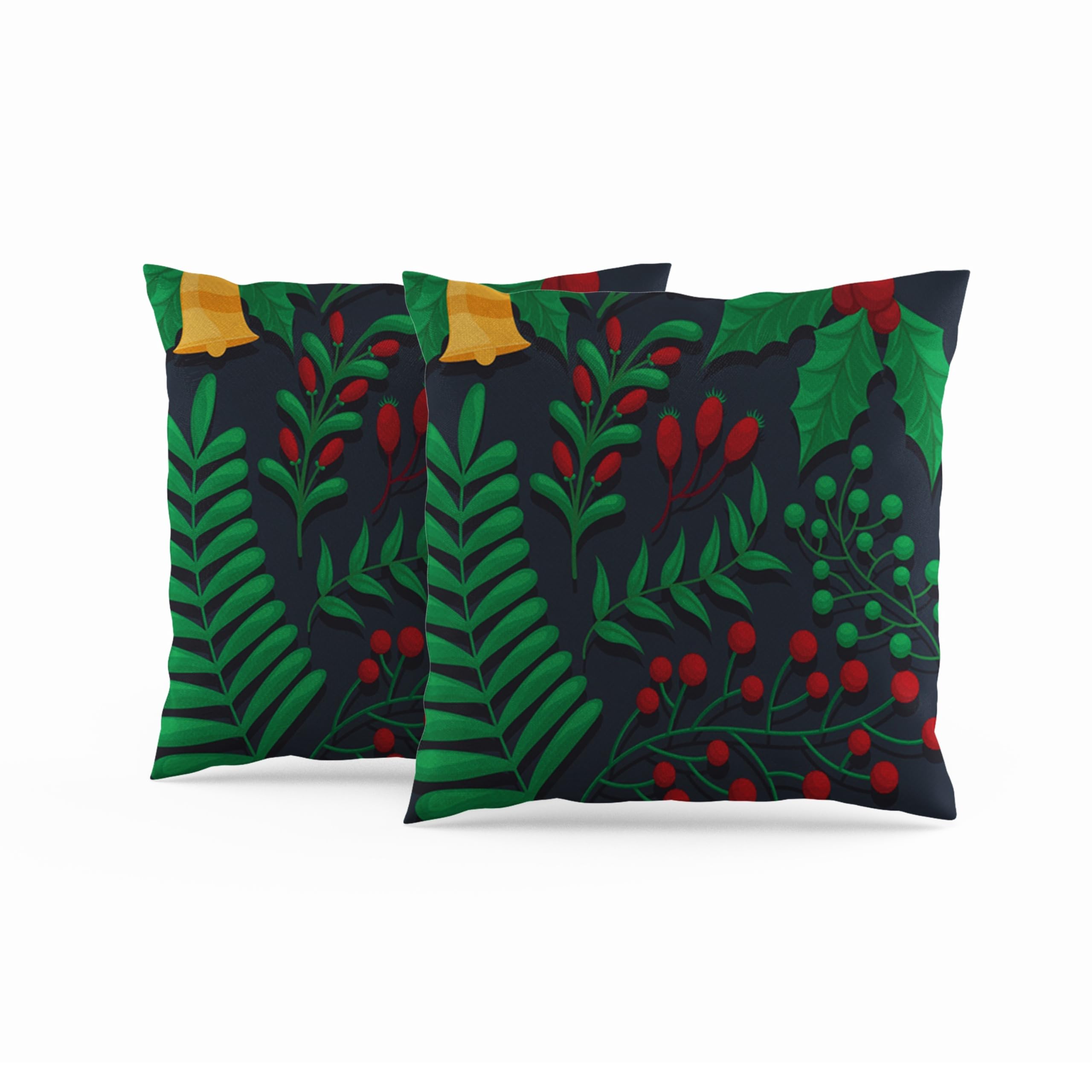 ggaimwf Pack of 2 Leaf Cushion Covers Fine Linen Look Pillowcases Green Red Plants Jingle Bright Decorative Pillow Cover Invisible Zipper for Family Friends Outdoor Living Room Bedroom Sofa 50x50cm