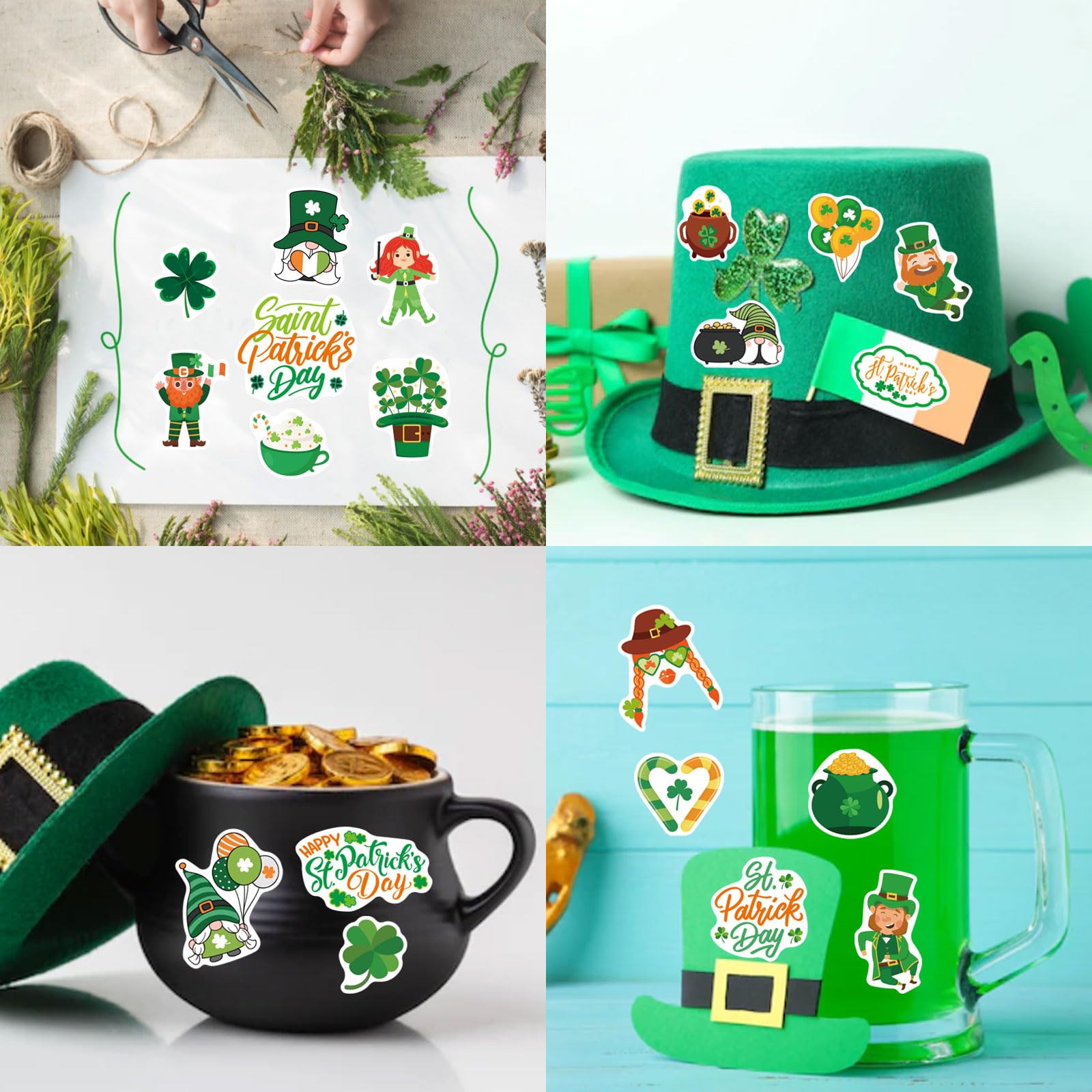 500 Pegatinas De Trébol Para El Día De San Patricio – 3.8 Cm, Autoadhesivas Con Purpurina Verde, Ideales Para Sobres, Cuadernos Y Decoración