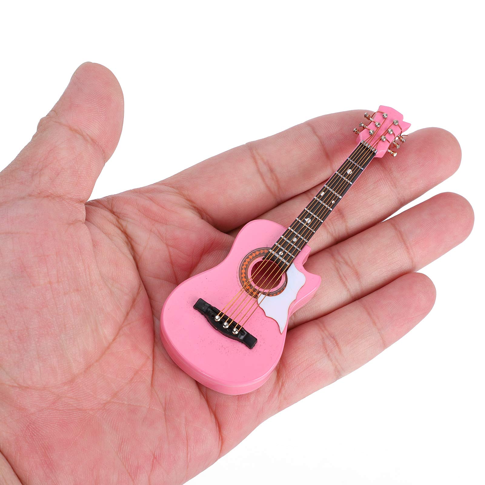 HERCHR Mini Holzgitarre Als Deko – 10 Cm Kleine Gitarre Mit Ständer Für Regal & Desktop