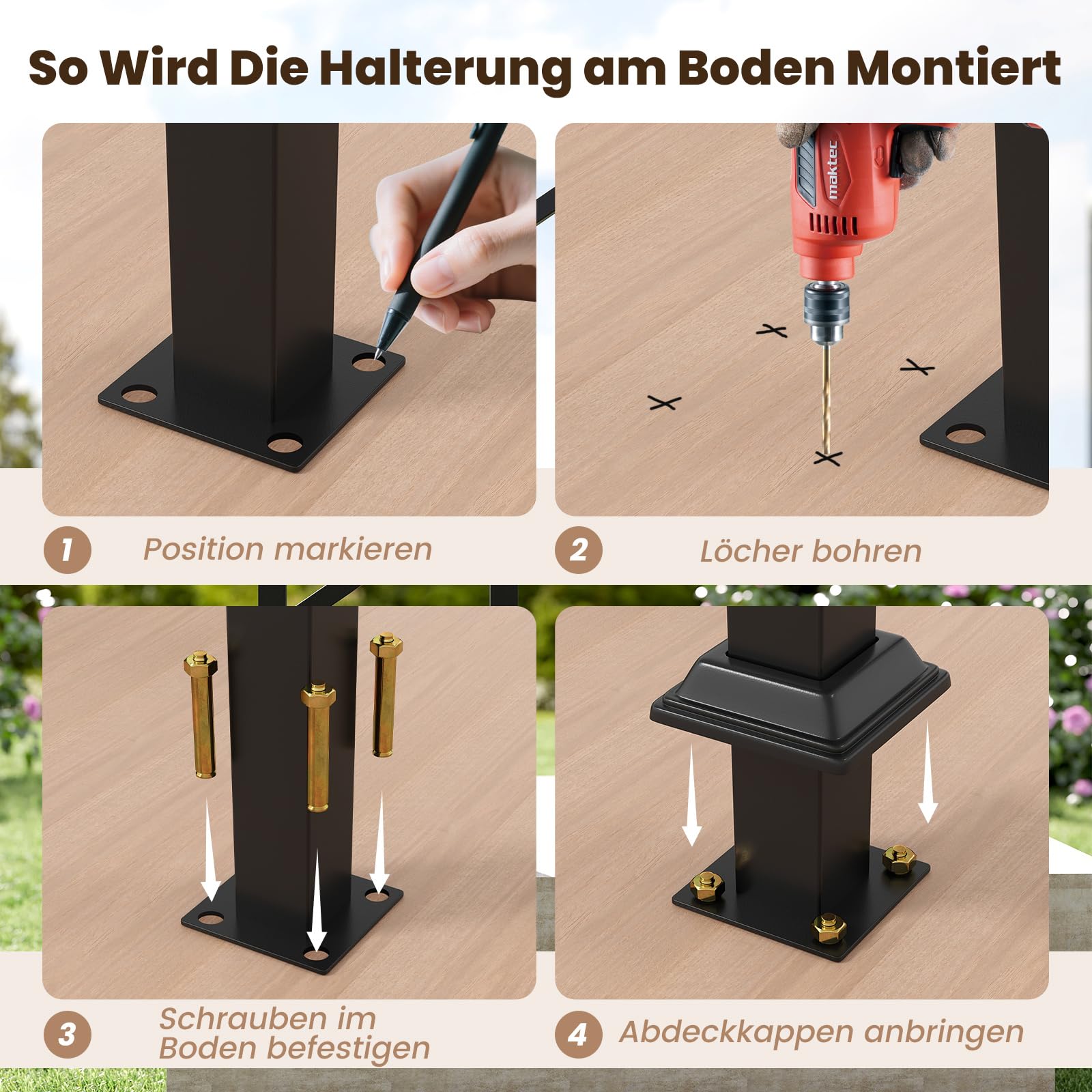 COSTWAY Handlauf Treppengeländer Seitliche Montage flexibler Winkelverstellung 104 cm