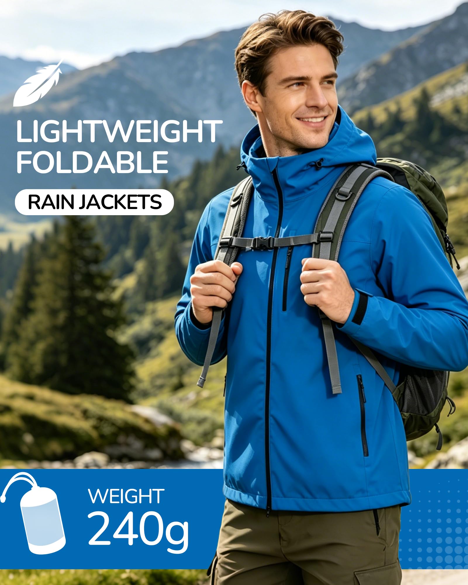 Chubasquero Hombre Chubasquero Hombre Impermeable ligeras con capucha para ciclismo, senderismo y escalada