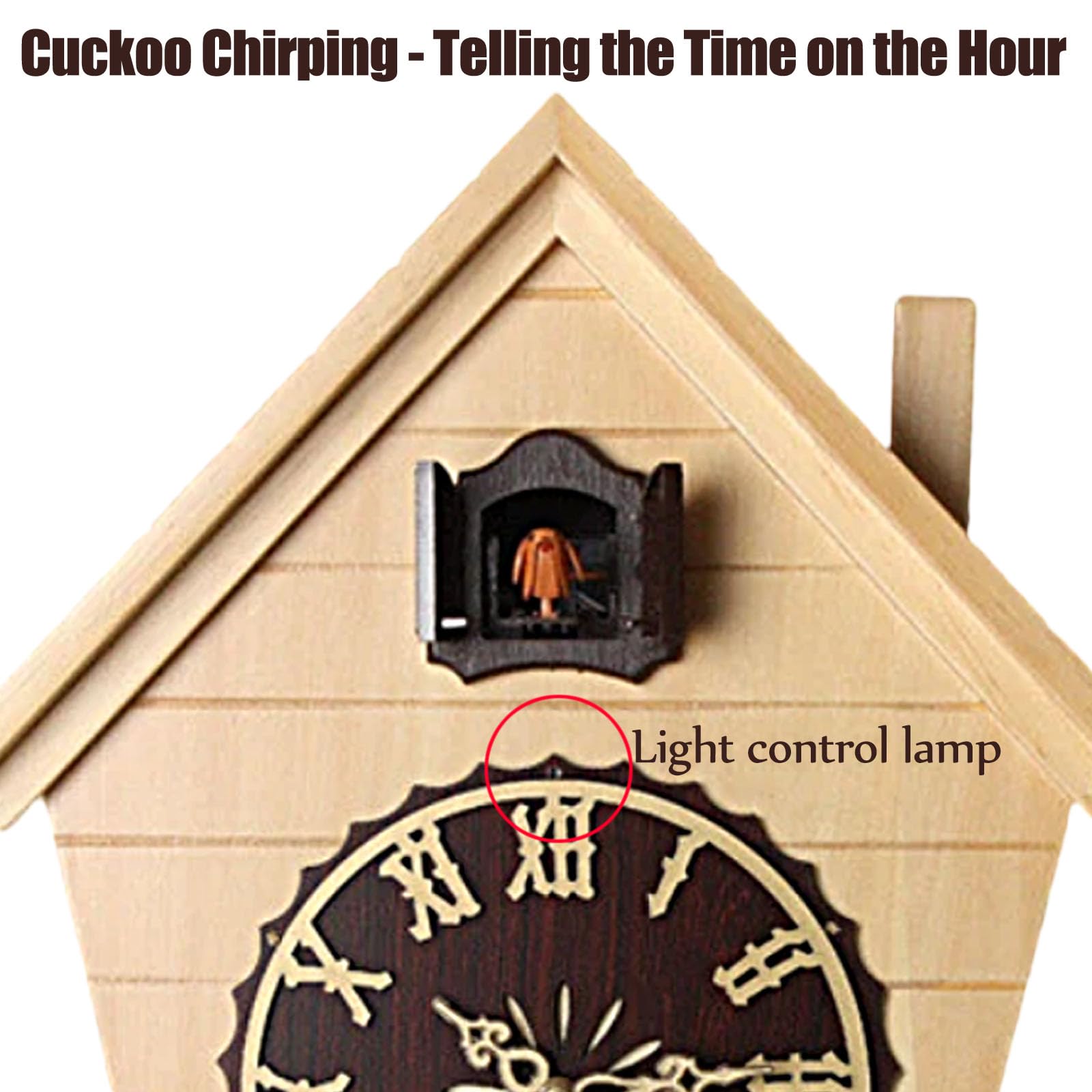 Relojes De Cuco,Reloj De Pared,Madera Maciza De Cuco De La Selva Negra De Relojes De Cuco para Cocina Salón Apartamento Cuco Reloj De Cuco De Tradicional Relojes De Cuco,Log Color a