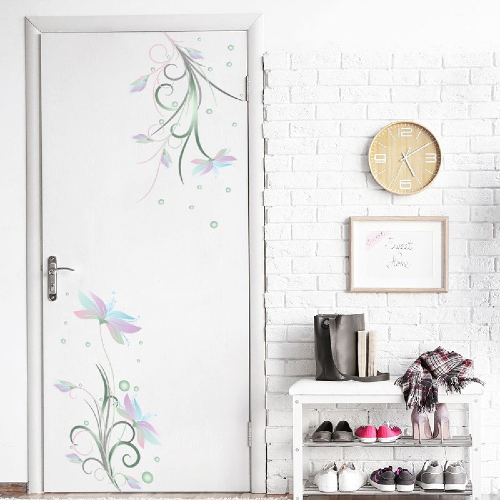 Adesivo da parete con farfalle e fiori per frigorifero, decorazioni