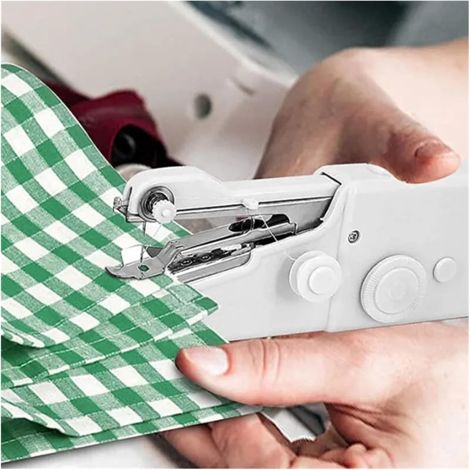 Mini máquina de coser portátil, herramienta de costura eléctrica inalámbrica para el hogar, reparación de ropa y manualidades, kit de costura rápida alimentado por pilas pequeñas
