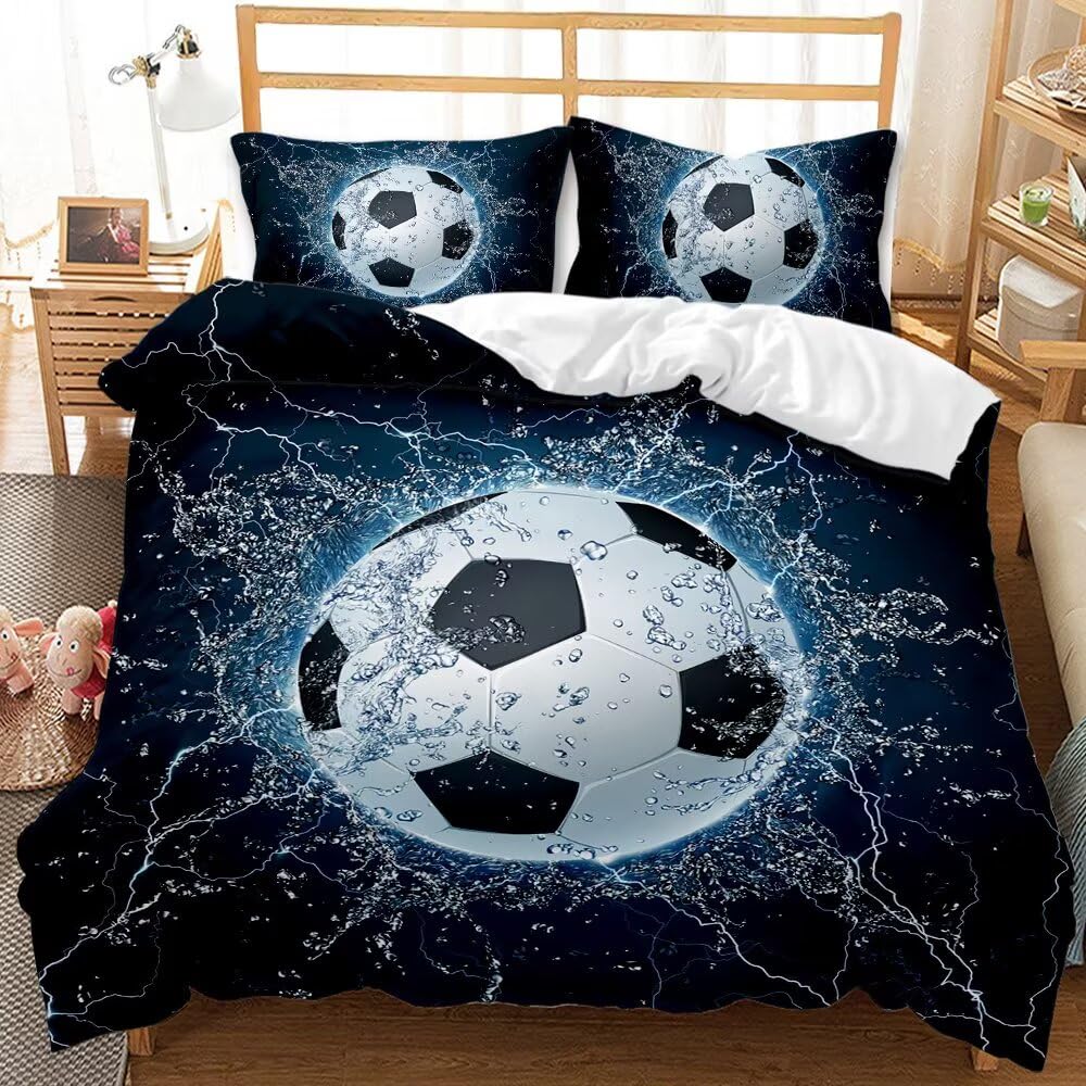 Parure de lit 140x200 football TaRvit avec fermeture éclair, le confort idéal pour lit 1 personne