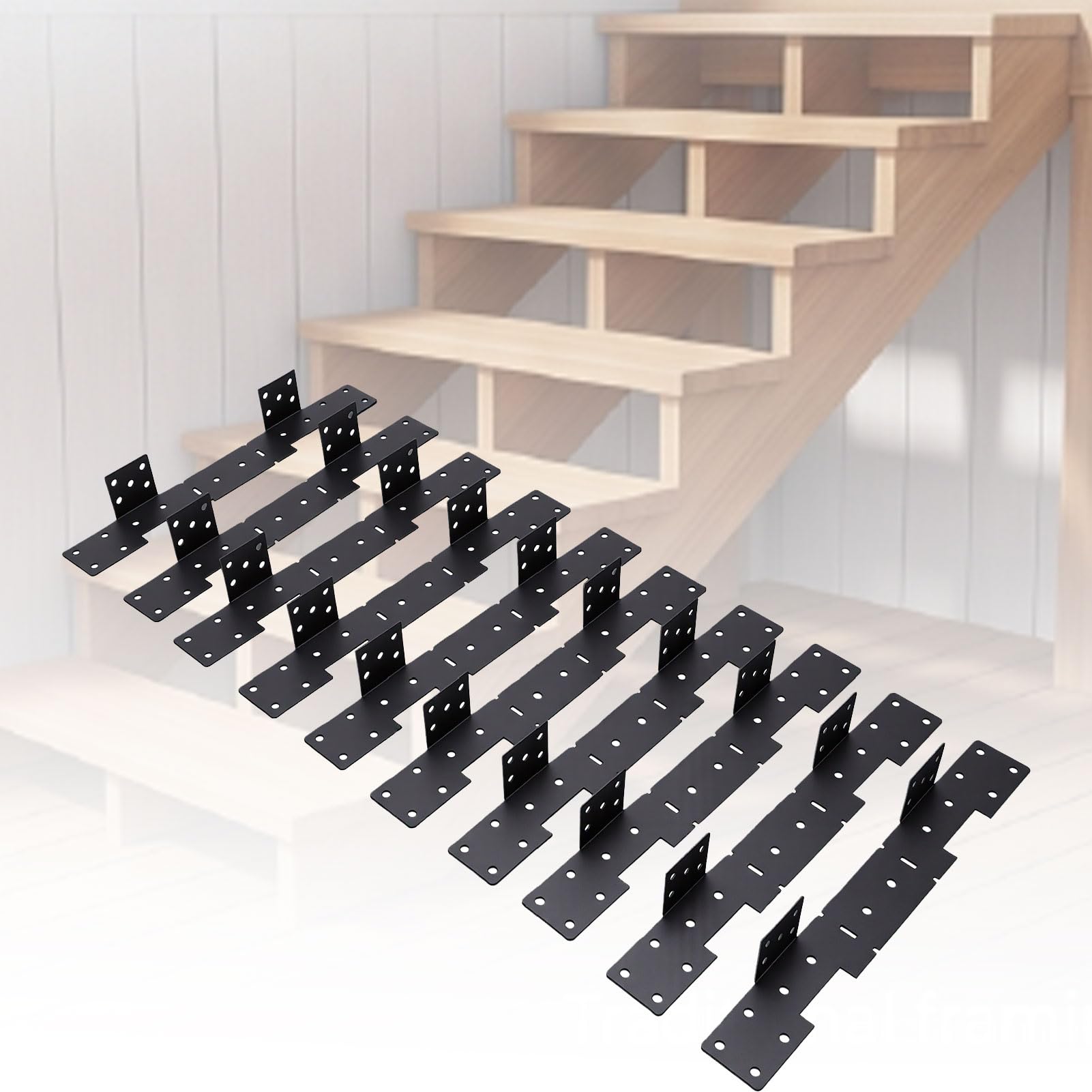 ASHATA 10 Piezas Soportes Ajustables para Largueros de Escalera, Soporte
