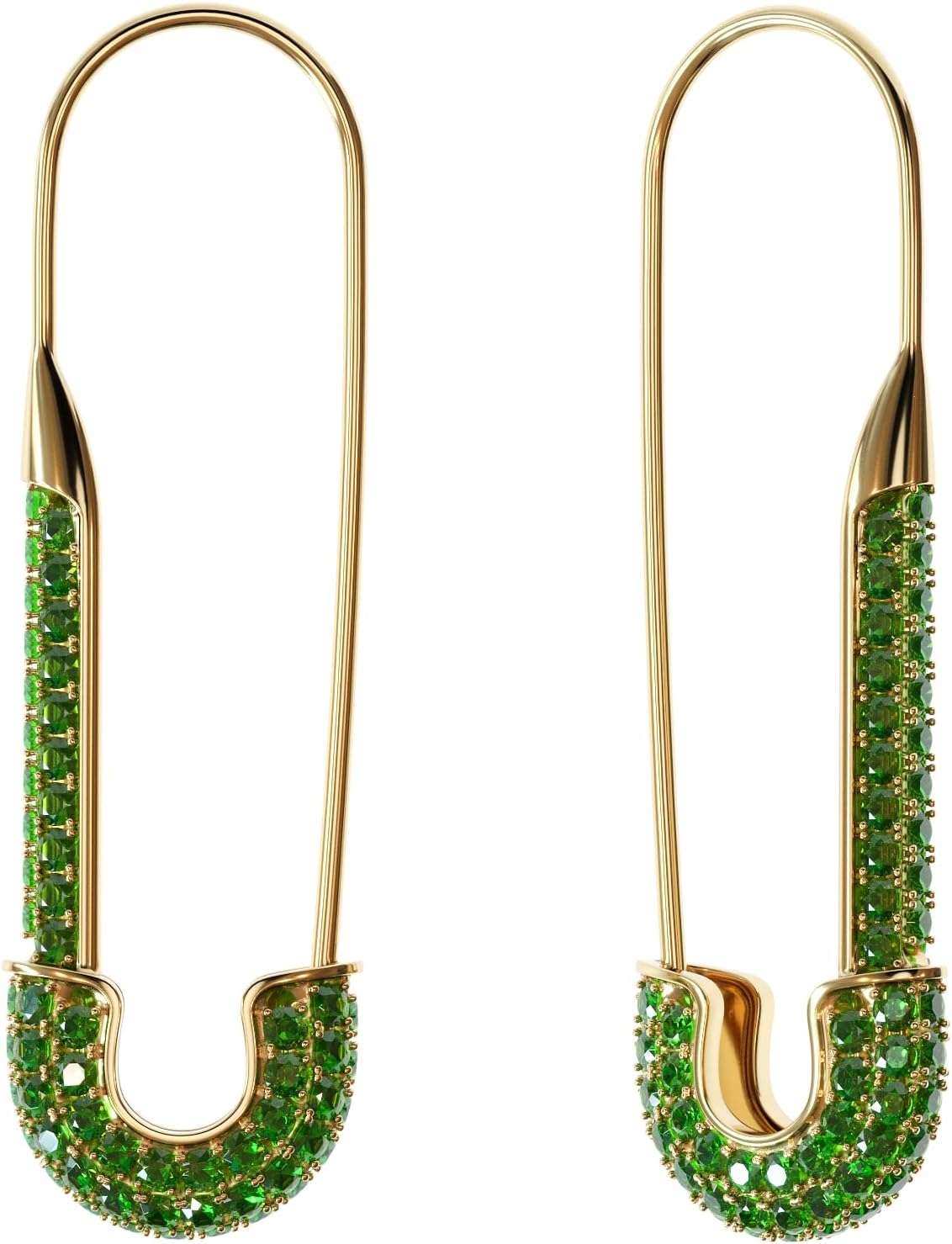Lova Jewelry Dainty Cubic Zirconia Safety Pin Huggie Hoop Earrings - Hypoallergenic Golden tone Stud Post with Pave Crystal - Fashion Hoops Jewelry for Women and Girls