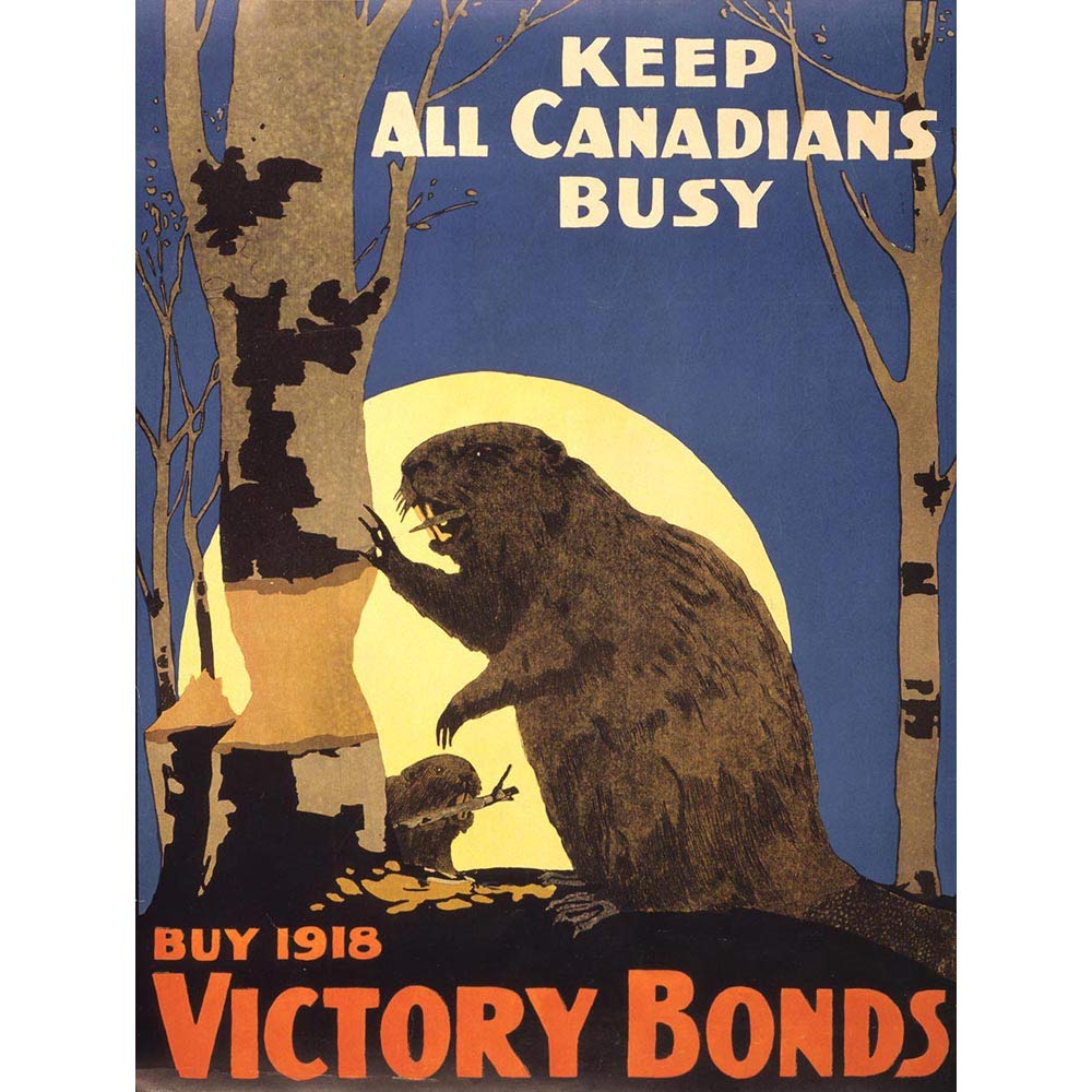 Wee Blue Coo War Wwi Canada Victory Bond Beaver Moon Art Print Poster Wall Decor 12X16 Inch