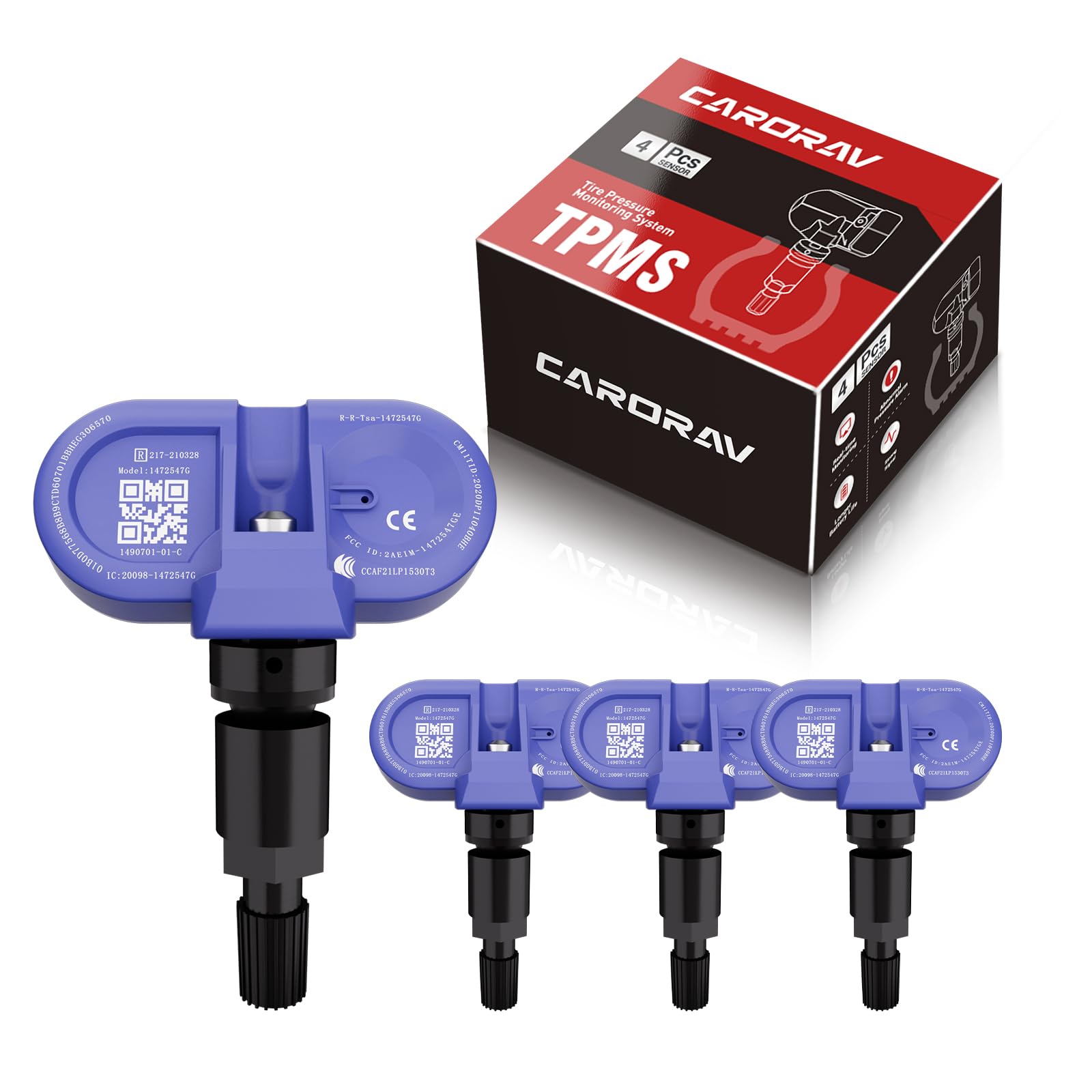 CARORAV Sensor TPMS Tesla, Sistema de Monitorización de Presión de Neumáticos Bluetooth apto para 2020 2021 2022 2023 2024 2025 Tesla Model S, Model X, Model Y, Model 3, Juego de 4 Reemplaza 1472547G