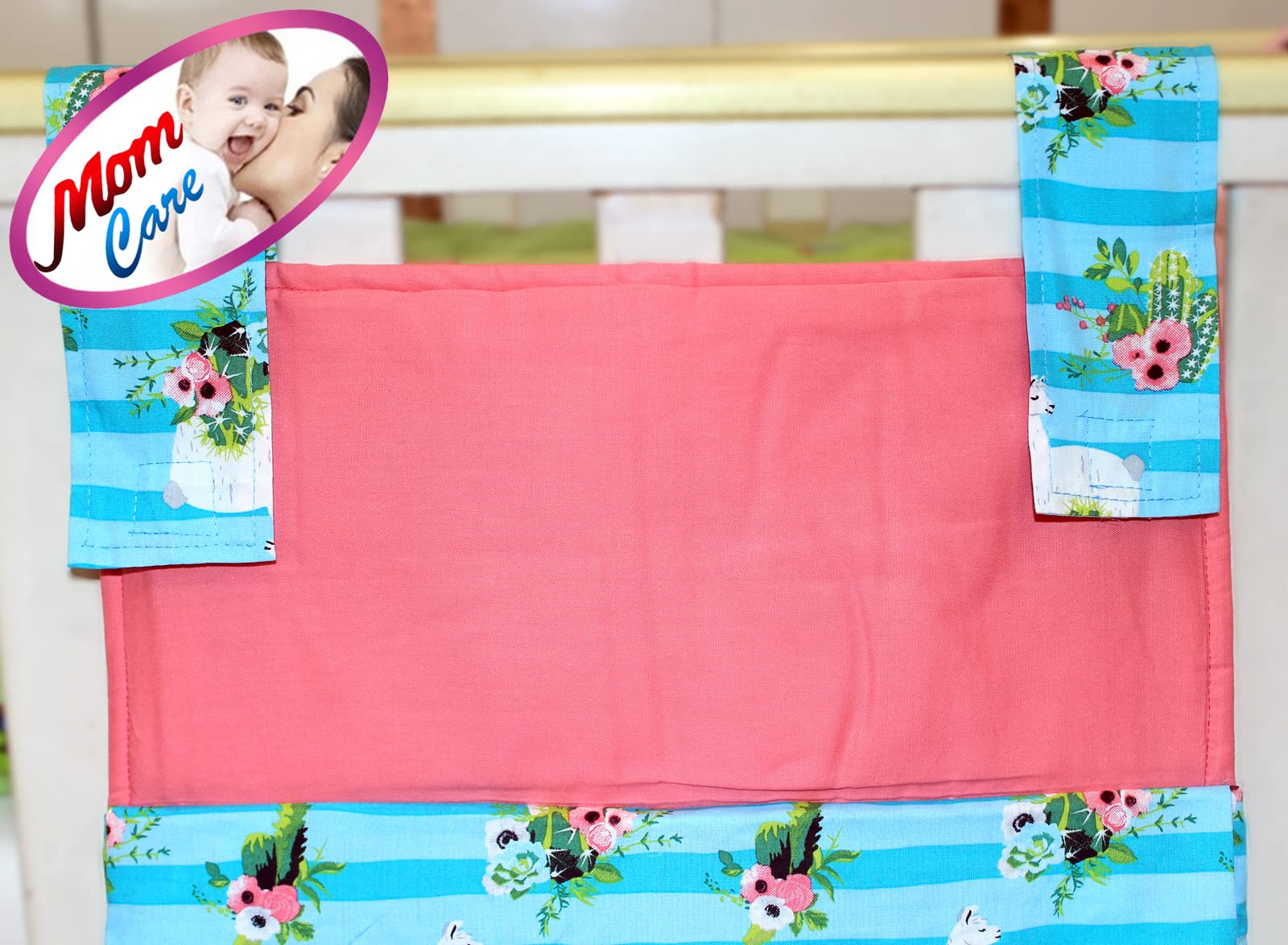 MOM CARE Baby Crib Storage Bag-Baby Stuff Organizer/Diaper Bag Storage/Baby Shower Gift Birthday/Cot organiser/ 31 * 31cm Blue &pink 3
