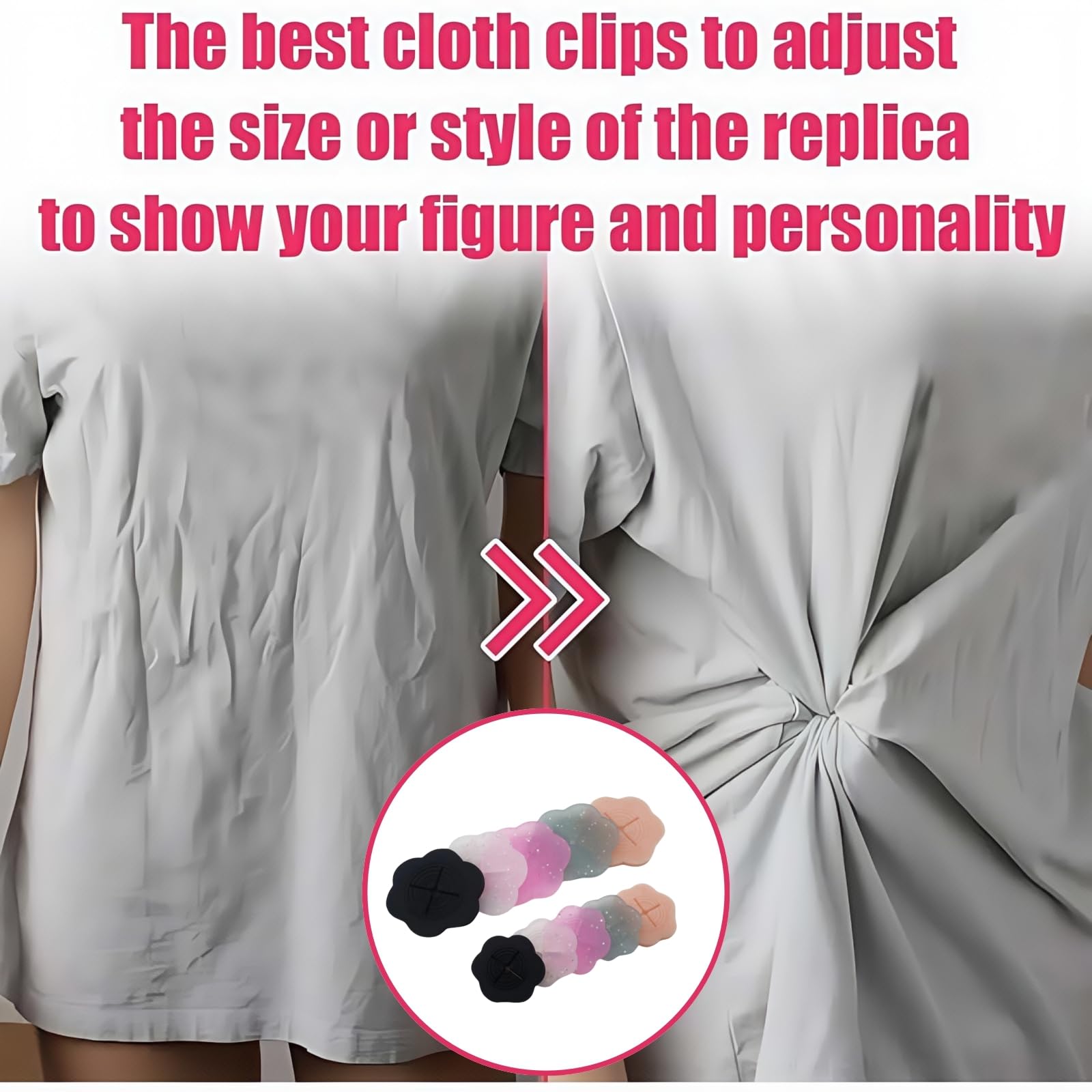 HZHSSG 6 Stück Cinch Clip, Clip Fermavita per Abbigliamento Donna Fermamaglia Nascosto per Camicie, Accessorio Modellante per Regolare la Vestibilità e lo Stile di Vestiti, Magliette, Abiti