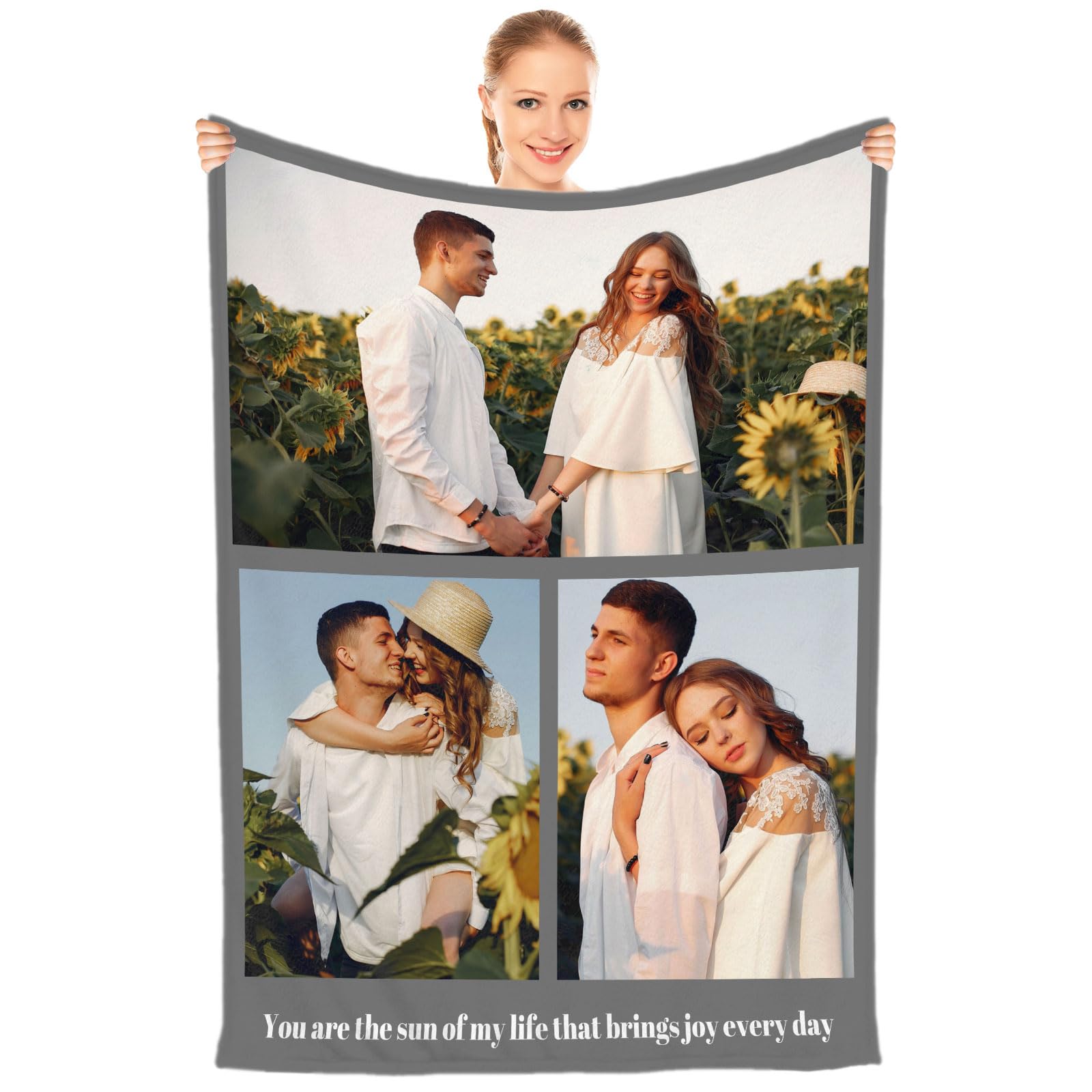 Personalized photo blanket is a surprise gift for friends, family, father, mother, children, girlfriend, boyfriend on birthday, Christmas, Halloween, wedding and anniversary