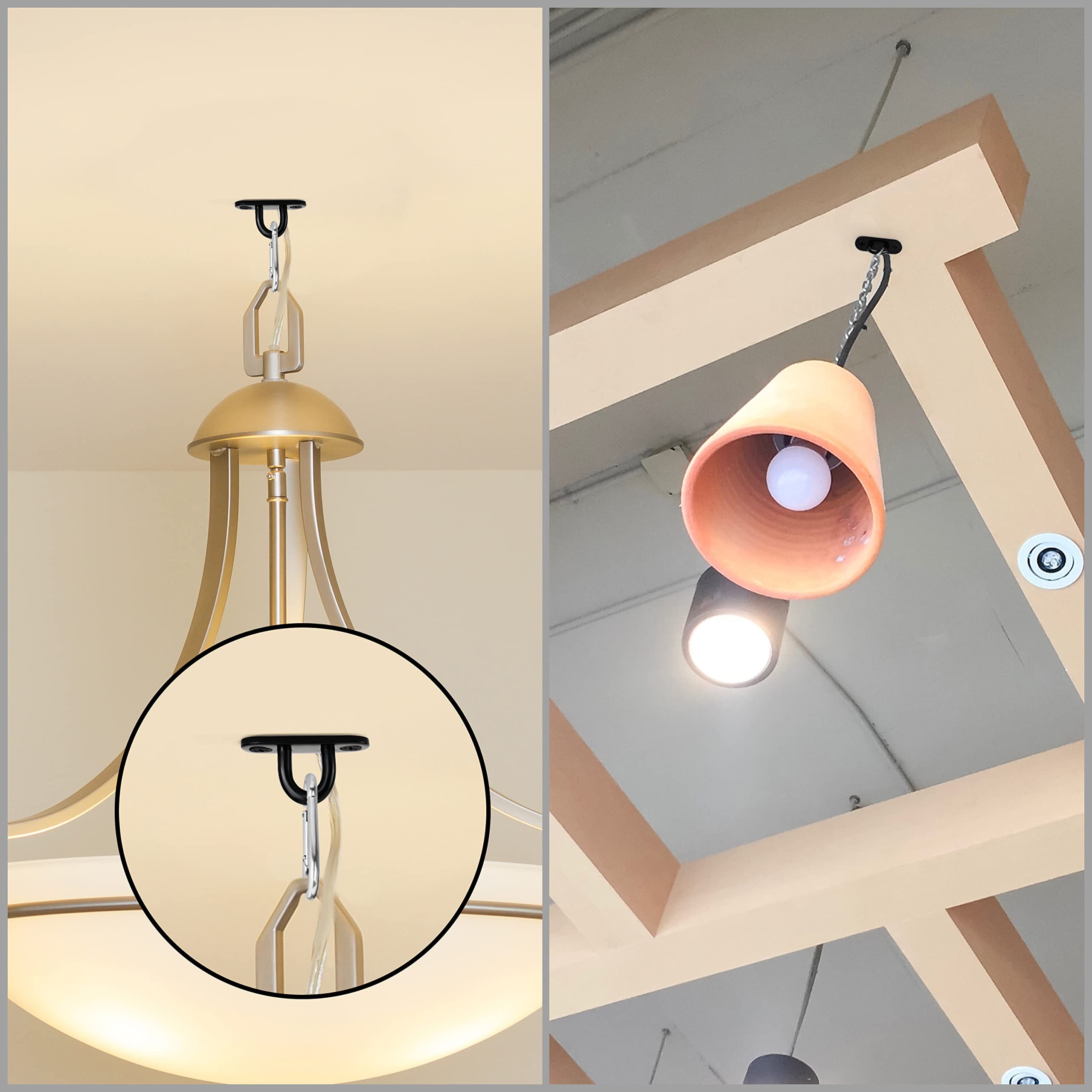 Belle Vous 8 Pezzi Gancio da Muro con Occhiello Inox M5 Neri - Gancio Soffitto/Parete con Occhielli Inox a U Resistenti (50 x 15 mm) - Sopporta Fino a 40 kg - Gancio Muro Occhielli in Metallo