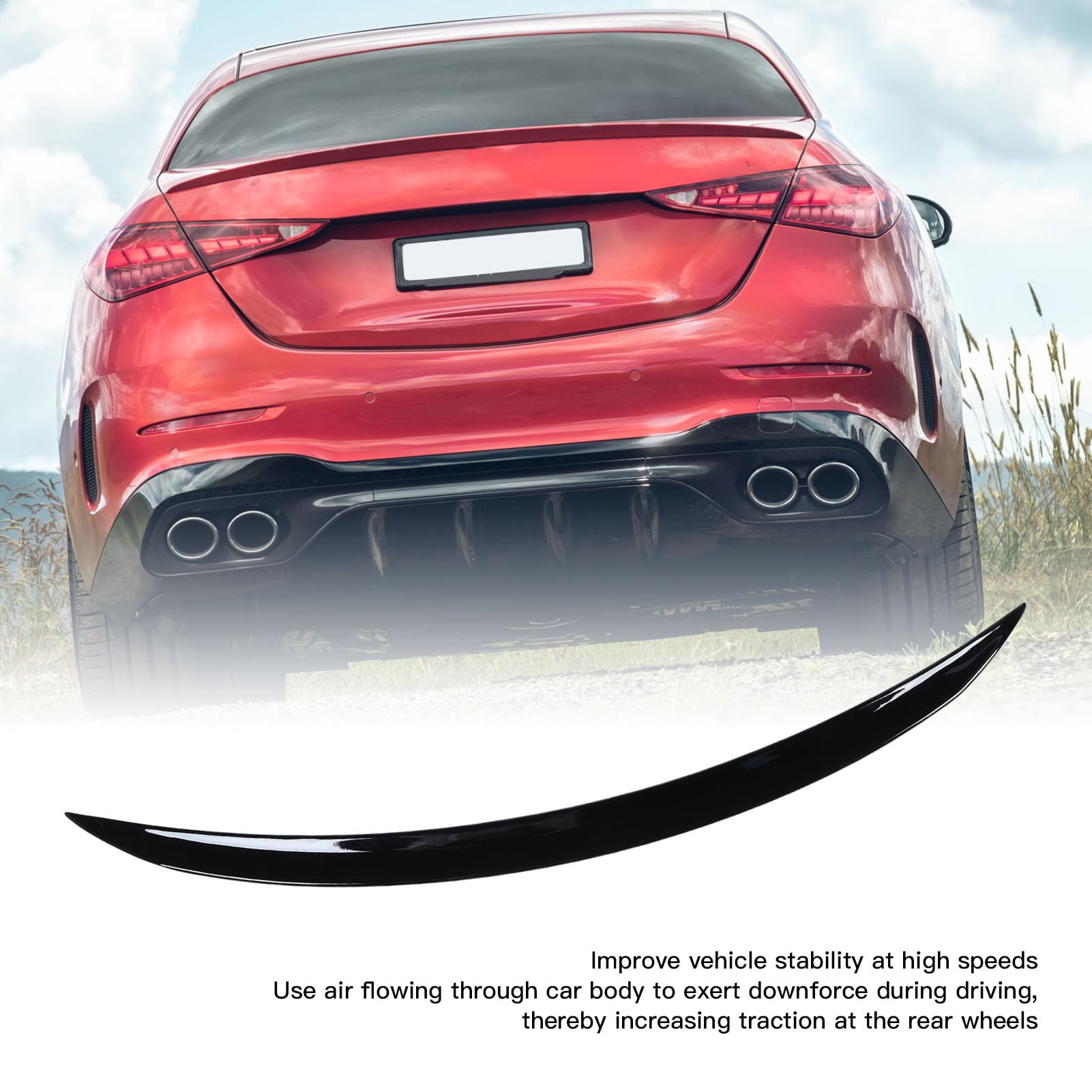 aileron arrière de Voiture pour Remplacement d'extension d'aile de becquet de Coffre de Style AMG pour CLA C118 W118 CLA45 (Noir Brillant)