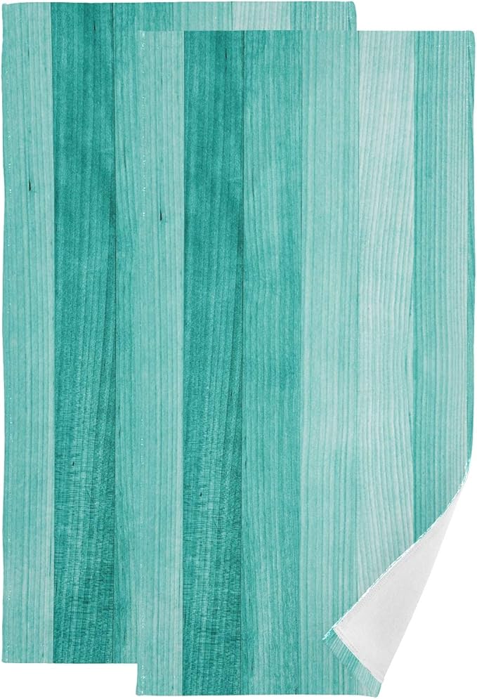 Vdsrup Teal Turquoise Hand Towels Green Wood Texture Towel