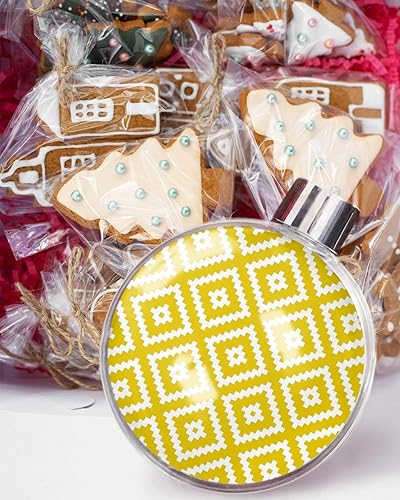 Miniatura 5 de Decoraciones para árbol de Navidad, adornos geométricos amarillos de Navidad 2022 inastillables, arte abstracto blanco moderno, estética, esferas de