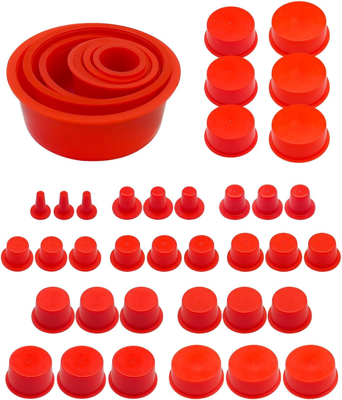 48 Pcs Automotive Cap Plugs Kit 0.11" to 2.39" Fit for AutoLine Pro, Autool, MR CARTOOL, OTC, Plastic Tapered Wide Thick Flange Hose Caps