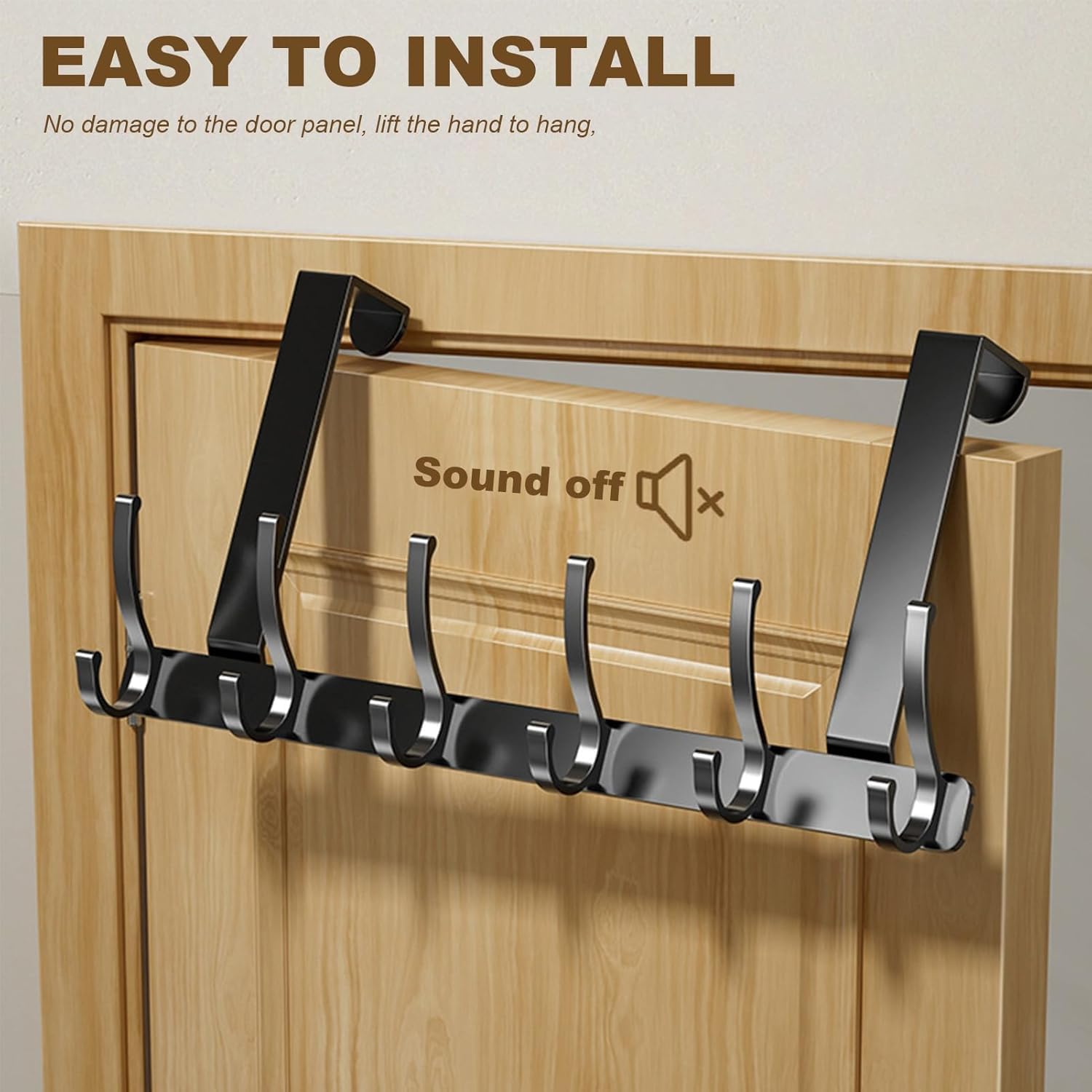 12 Hooks Over The Door Hanger, Coat, Towel, Bag, and Robe Hook for Bathroom,Assembly-Free Matte Finish Black Hook - Image 2