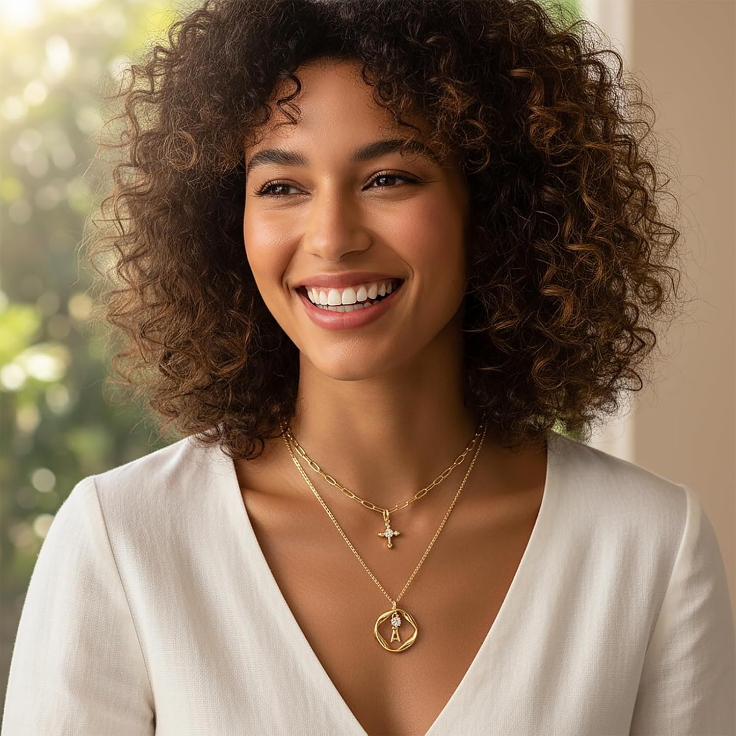 YOVIEE 14K Gold Plated Layered Necklaces for Women, 2-in-1 Detachable Cross & Mobius Initial Pendant with A-Z Letter, Dainty Eternity Love Jewelry Gift for Her Birthday Valentine's Day - Image 2