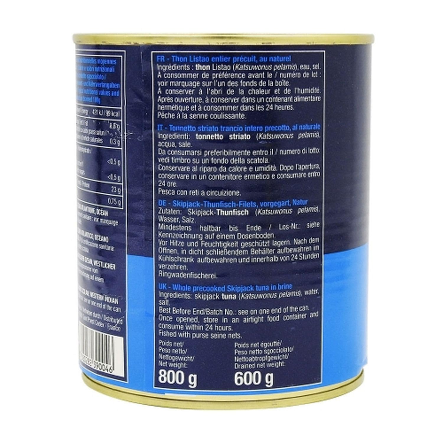 Lote de 6 atún natural entero – Caja de 800 g