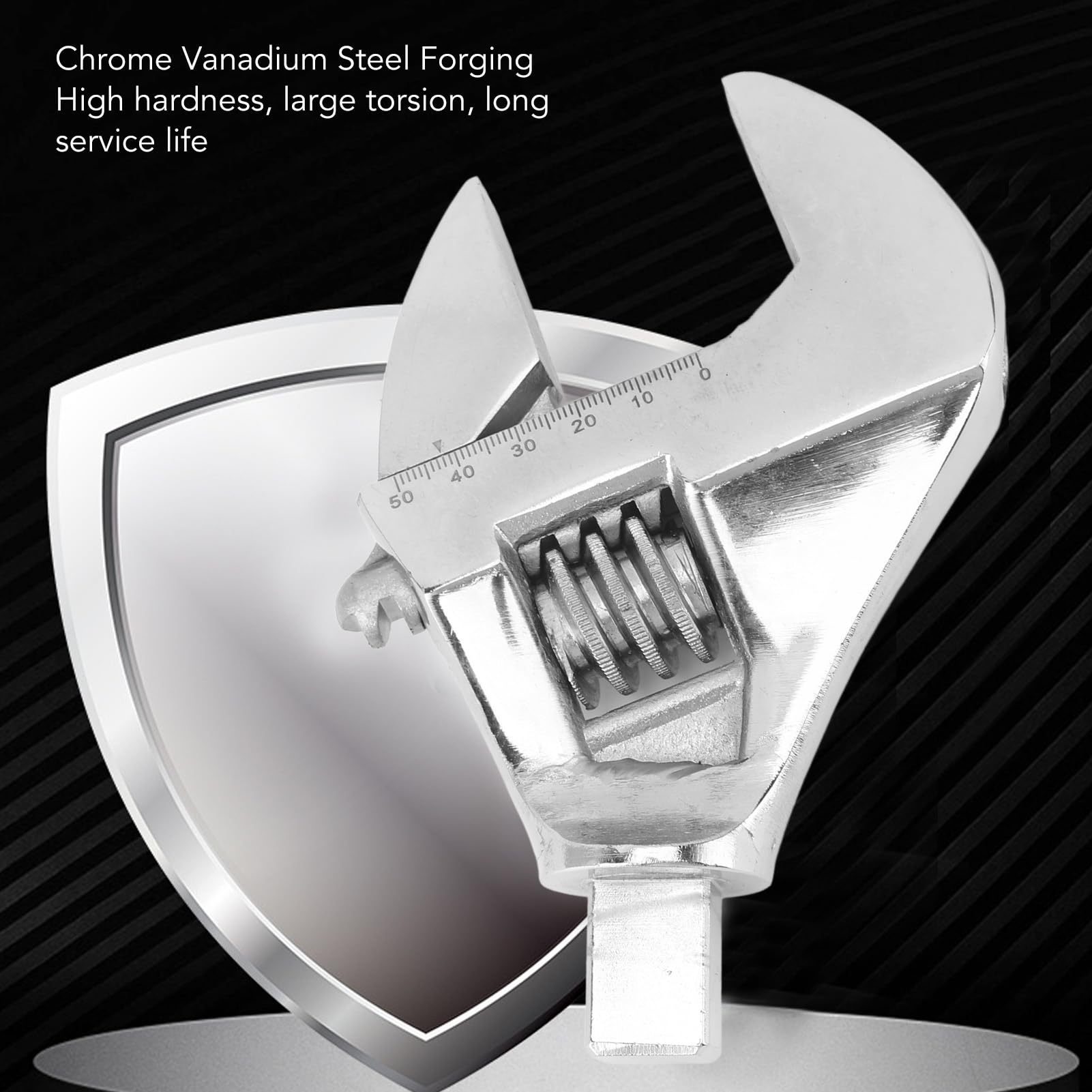 Fafeicy Échange de Tête de clé à Molette, Grande Ouverture, Acier au Chrome Vanadium, échelle Précise, Entretien Rapide (0 à 48 mm / 0 à 1,9 pouces)