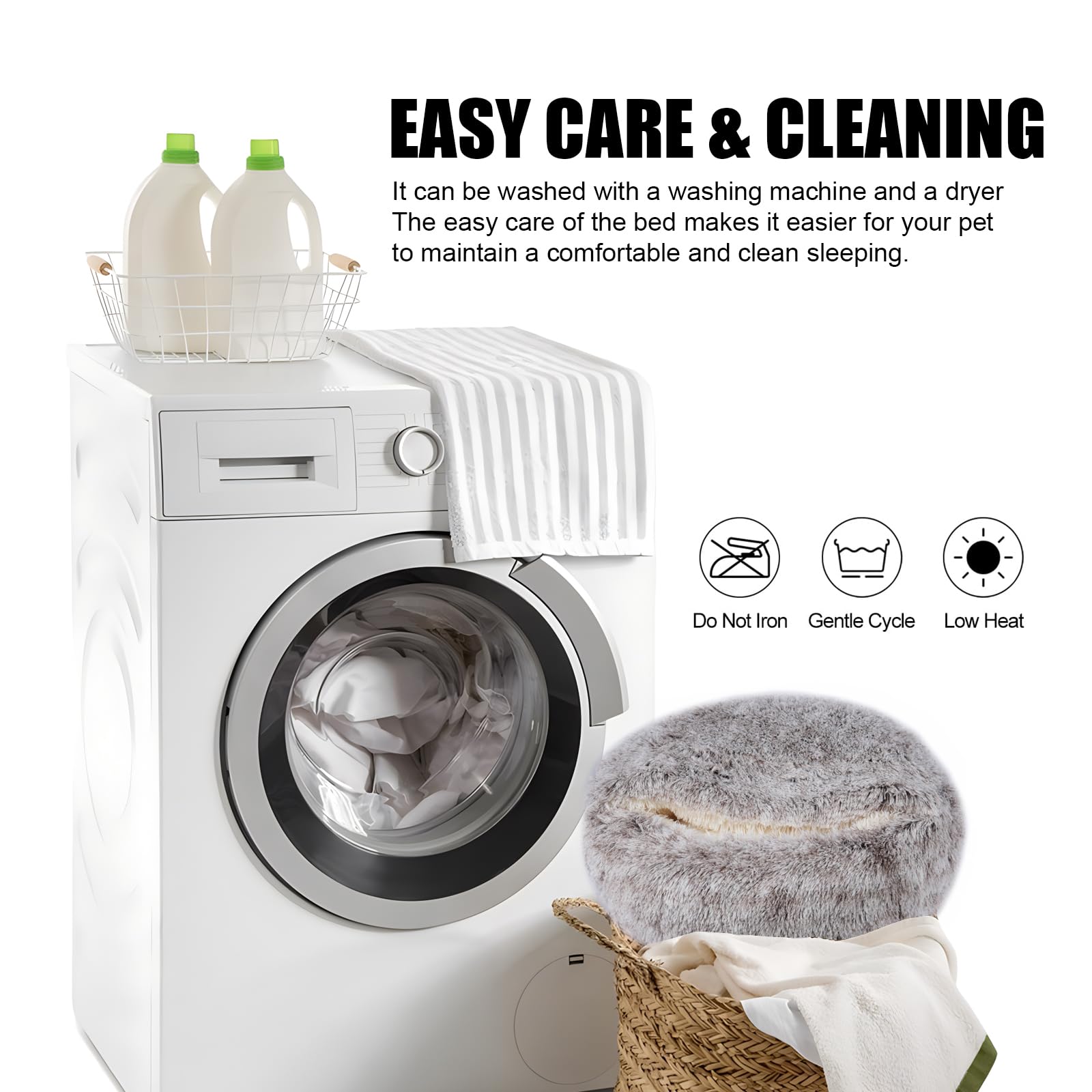 Cat Beds for Indoor Cats,Cat Cave for Puppy and Kitty,Calming Small Dog Bed for Small Dogs with Cover Cave,Cozy Warming Fluffy Washable Anti-Slip Pet Sleeping Bag(24 * 24inch,Khaki)